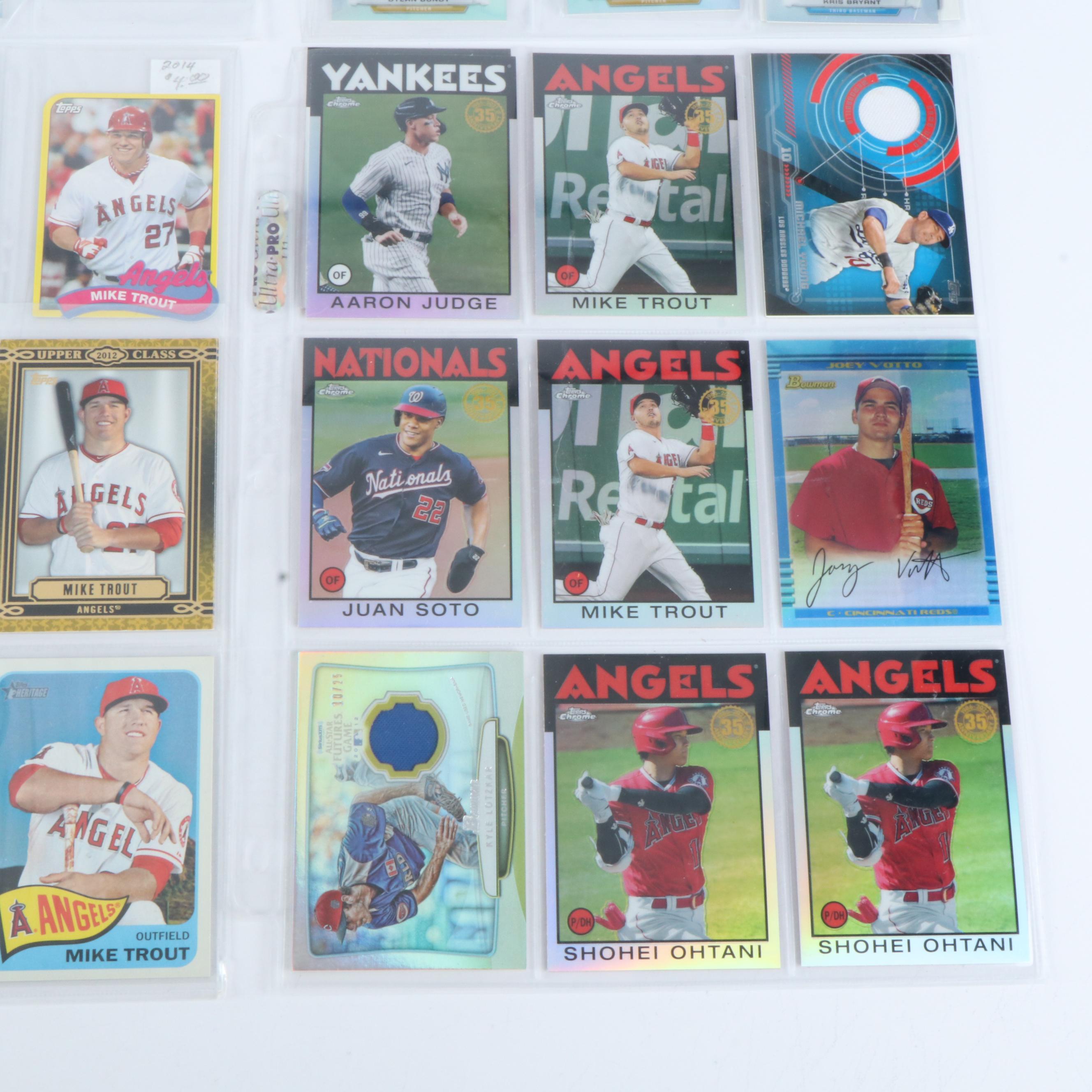 Topps Chrome with Other Baseball Cards Featuring Mike Trout, Ohtani, and More