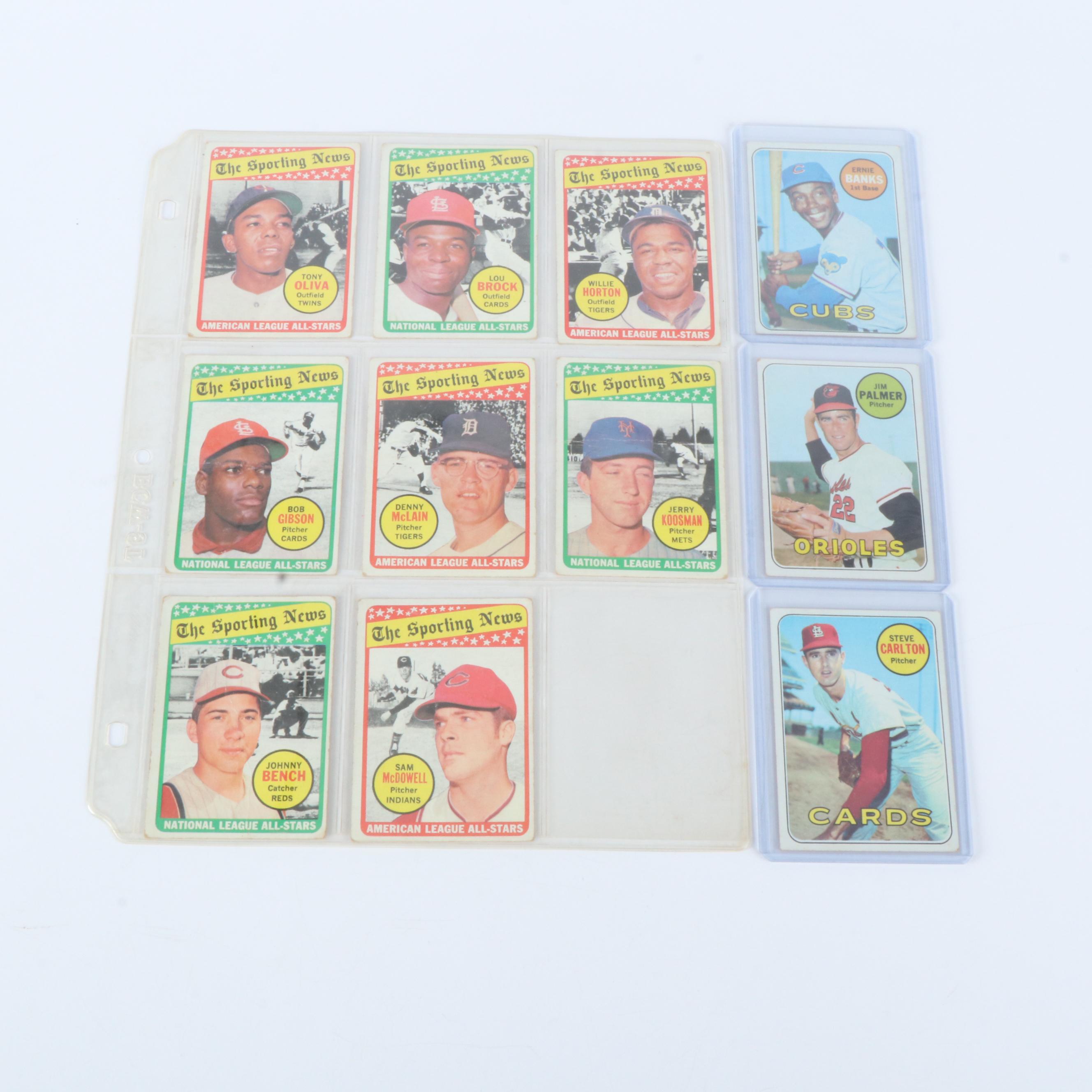 1969 Topps Baseball Cards Featuring Johnny Bench, Bob Gibson, and More