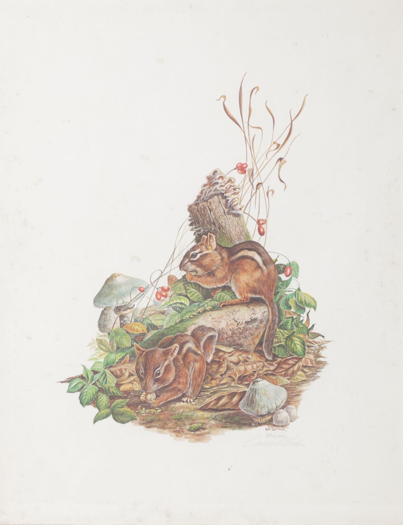 W.D. Gaither Offset Lithograph "Chipmunks"