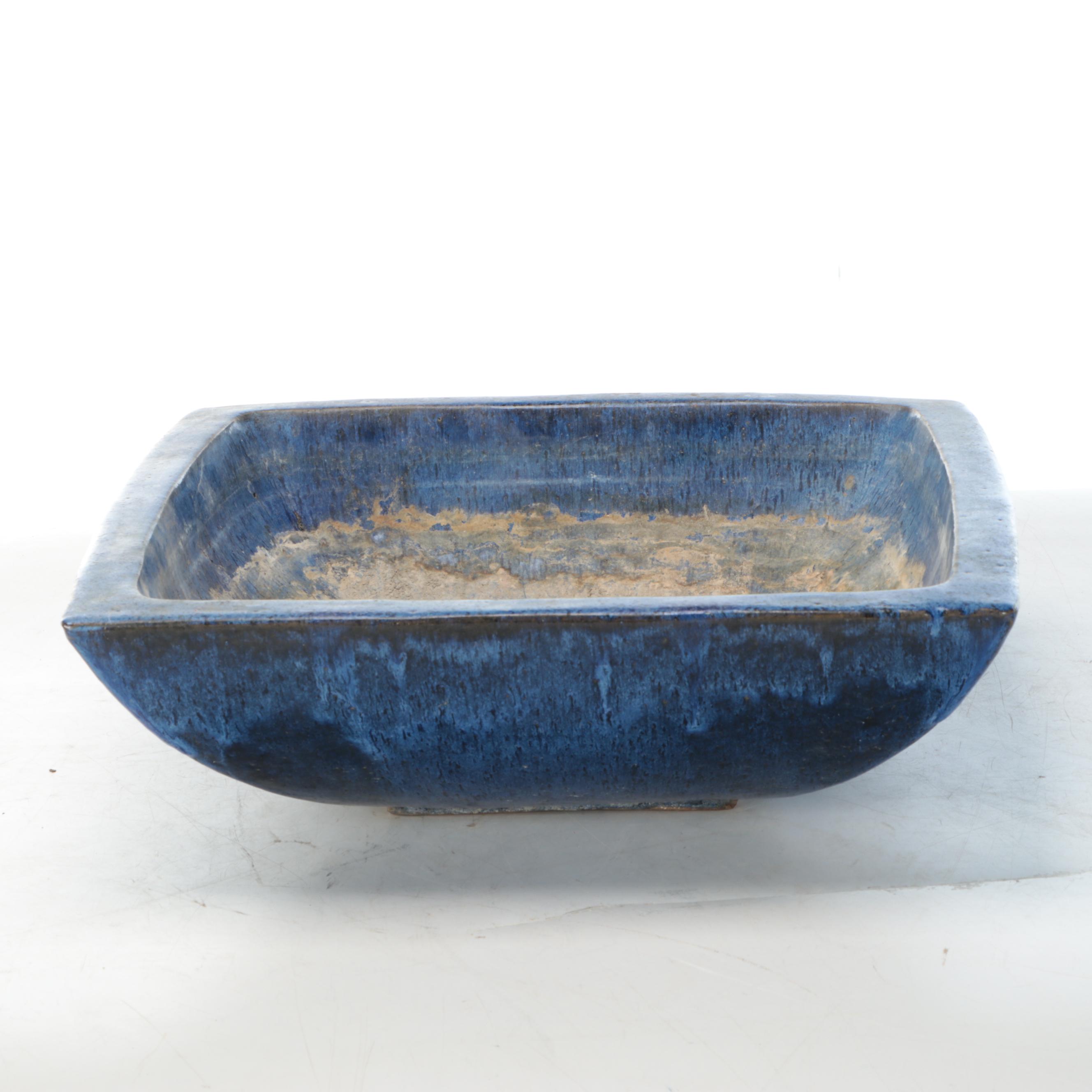 Rustic Blue Glaze Planter