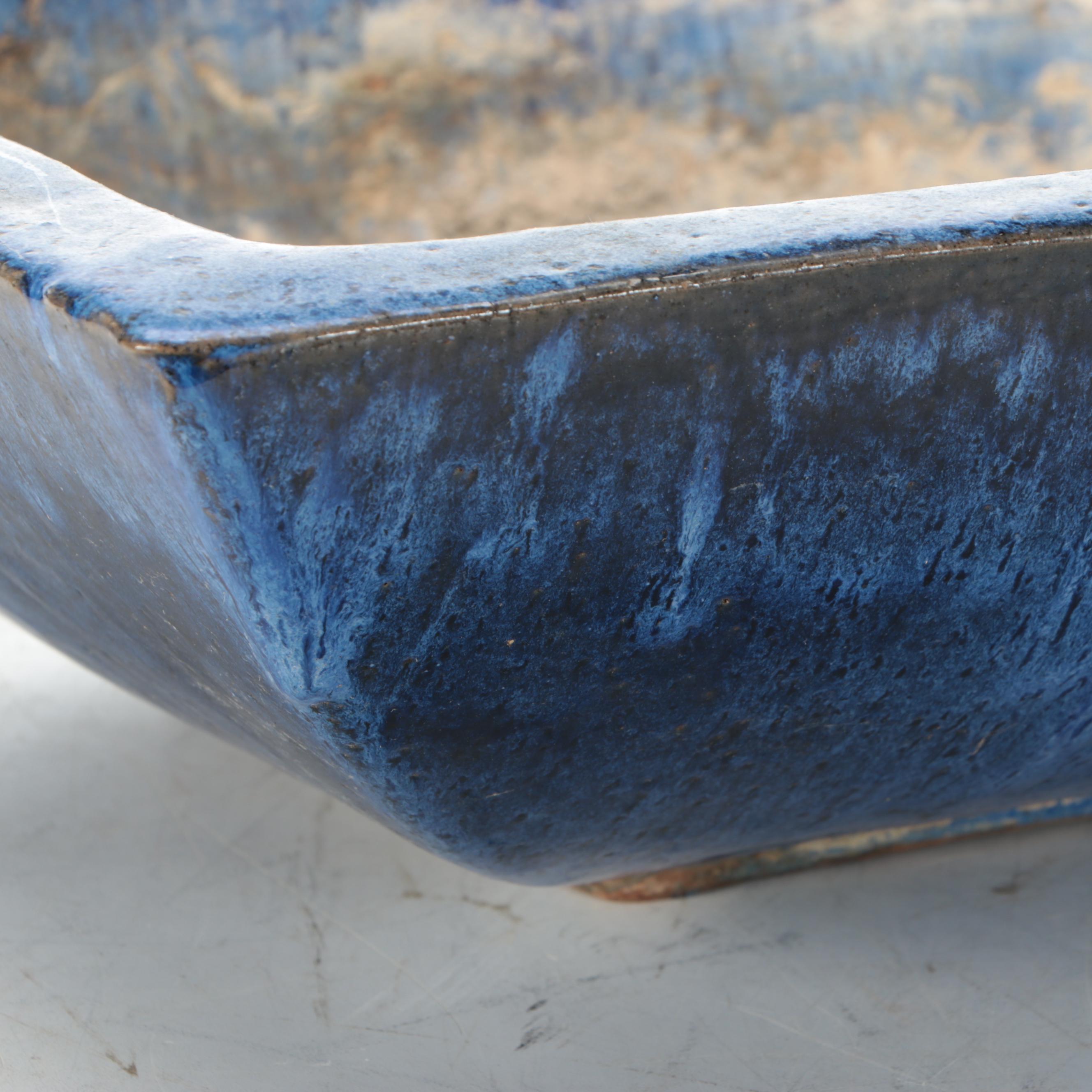 Rustic Blue Glaze Planter