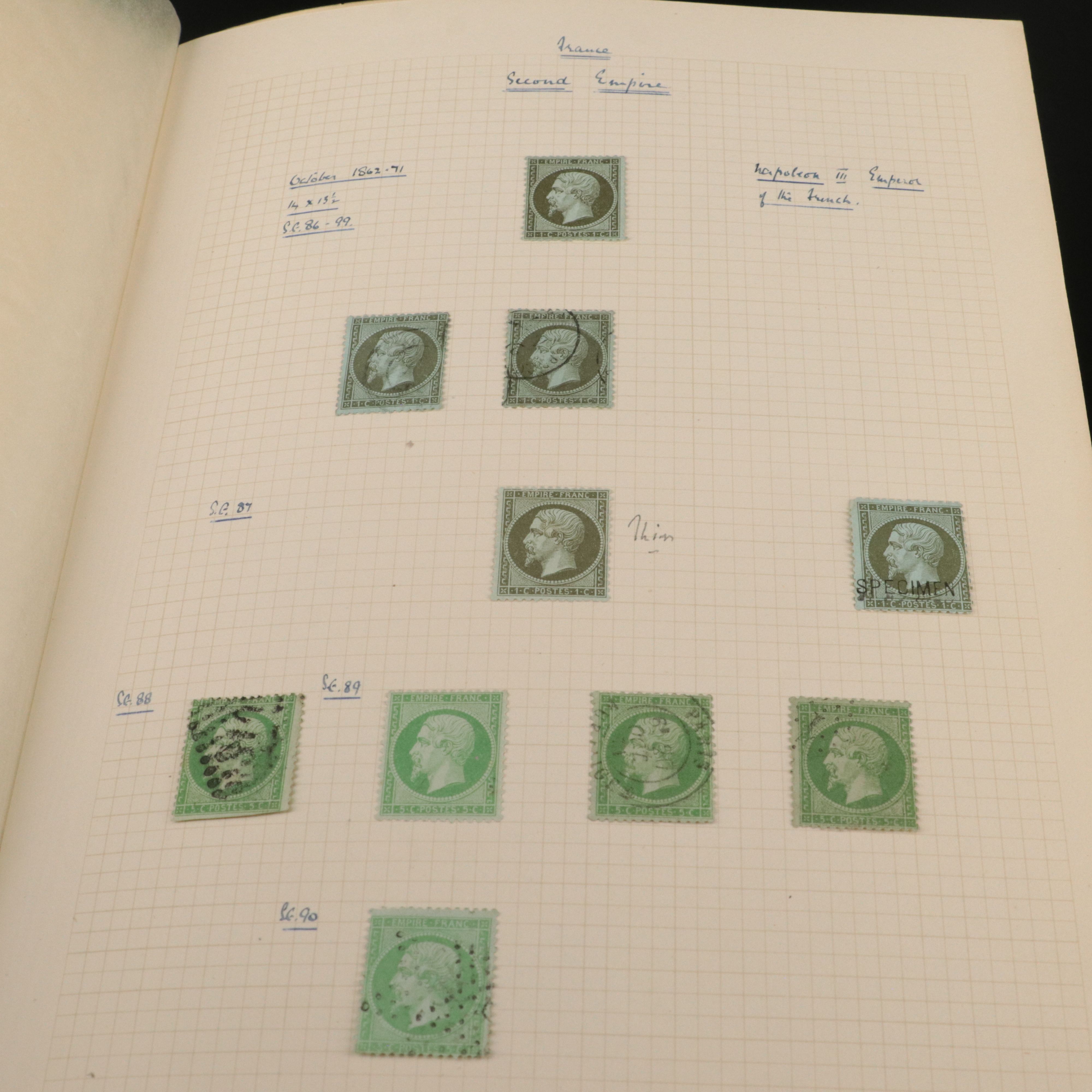 Album of Antique to Vintage French Postage Stamps, 19th Century to 1950s