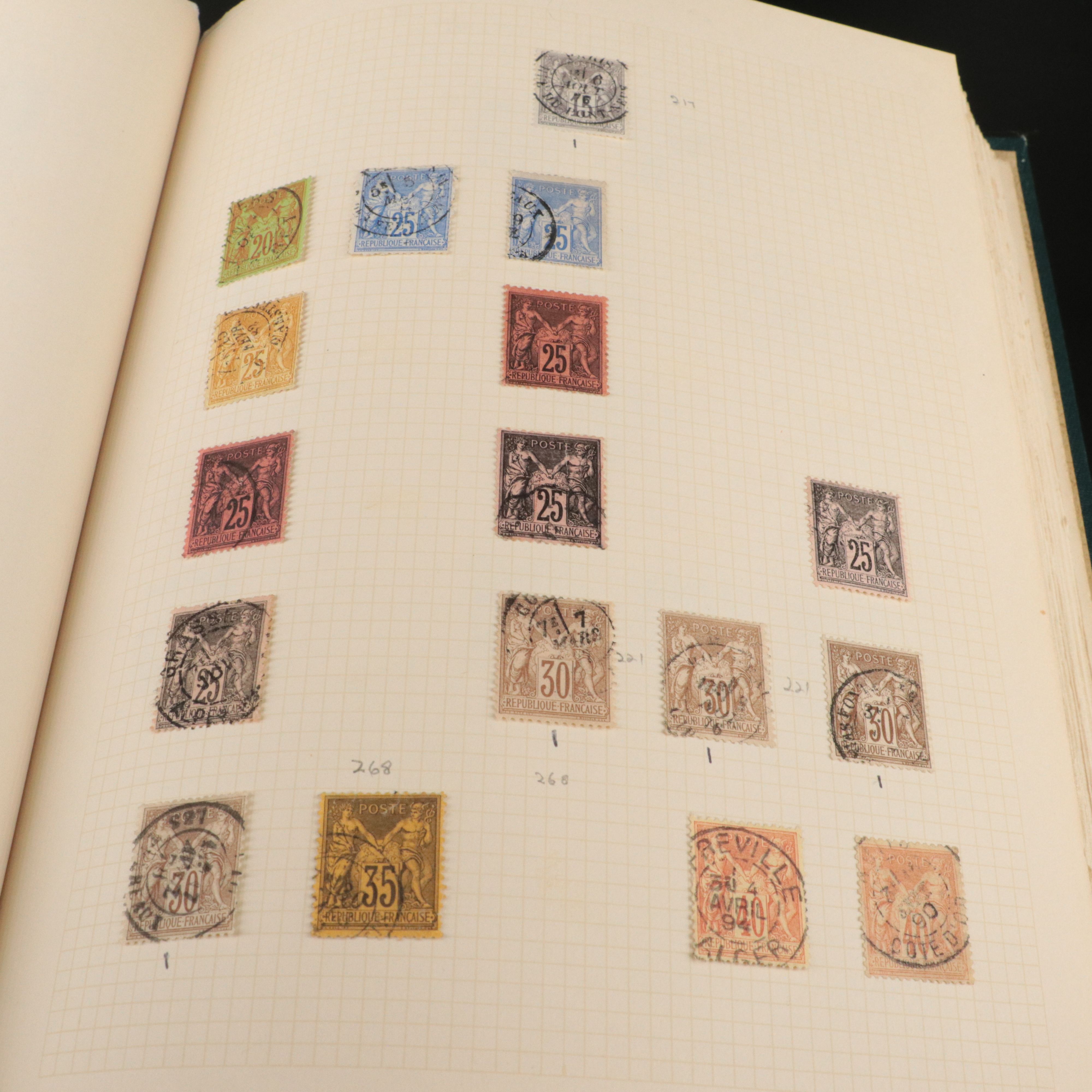 Album of Antique to Vintage French Postage Stamps, 19th Century to 1950s