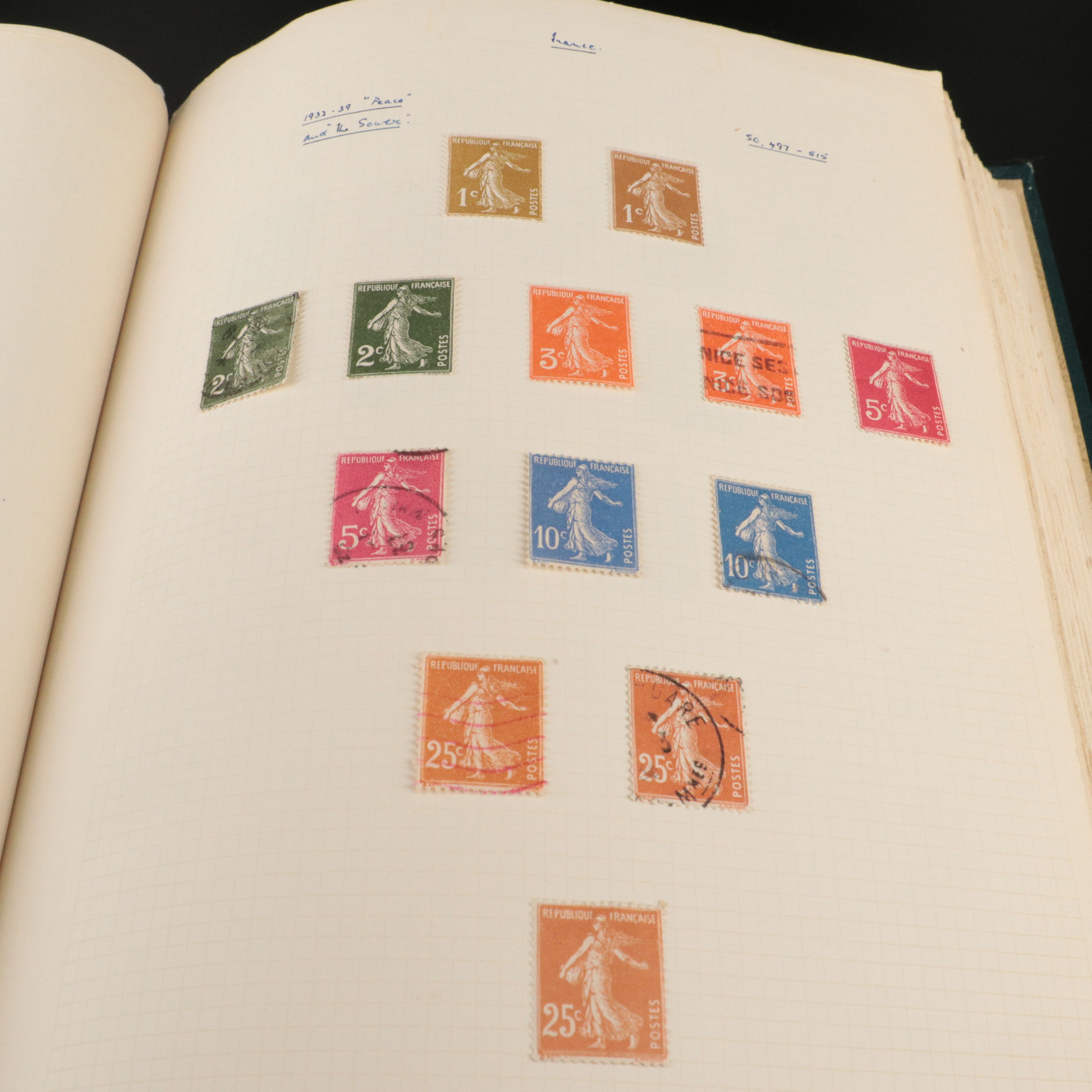 Album of Antique to Vintage French Postage Stamps, 19th Century to 1950s