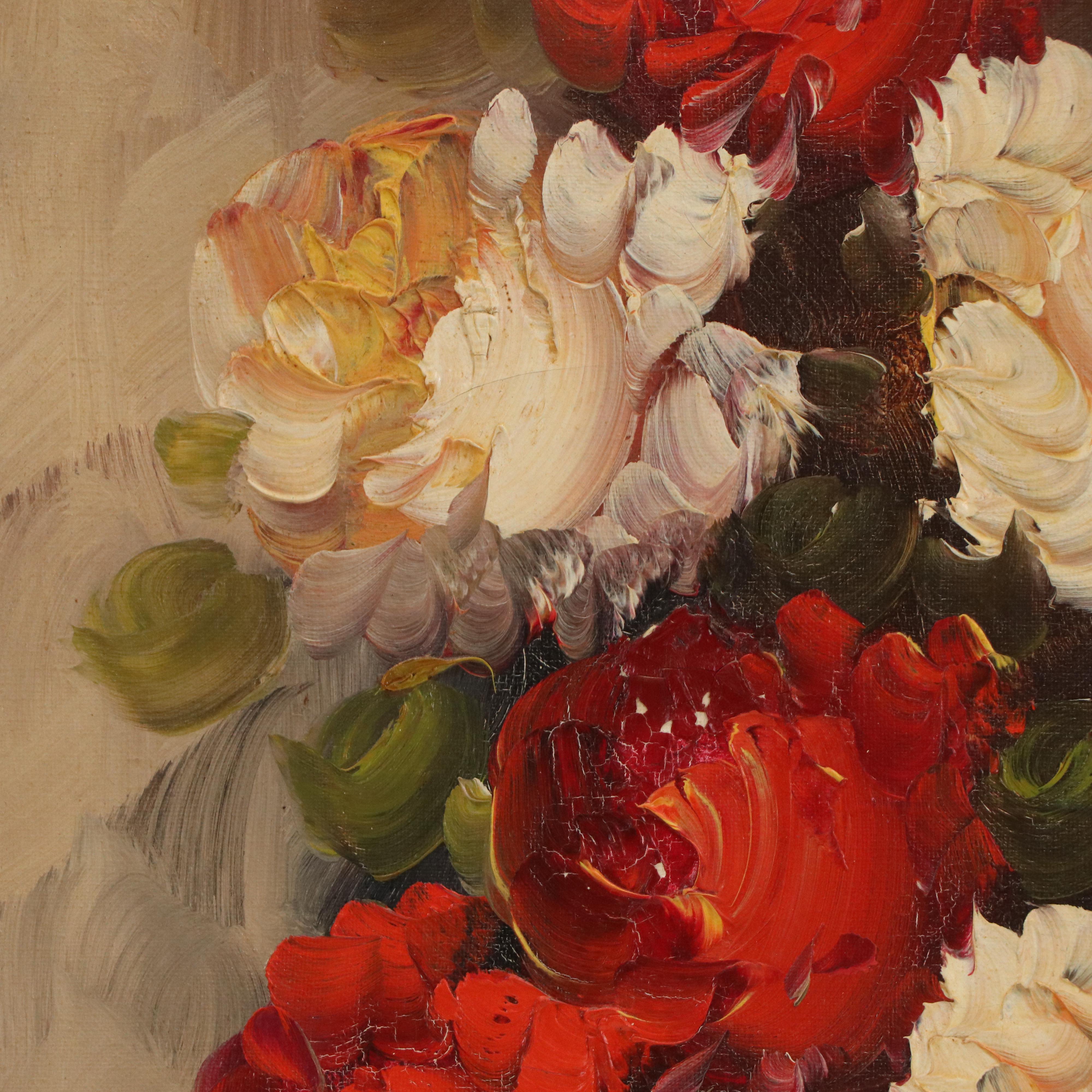 Floral Still Life Oil Painting, Mid to Late 20th Century