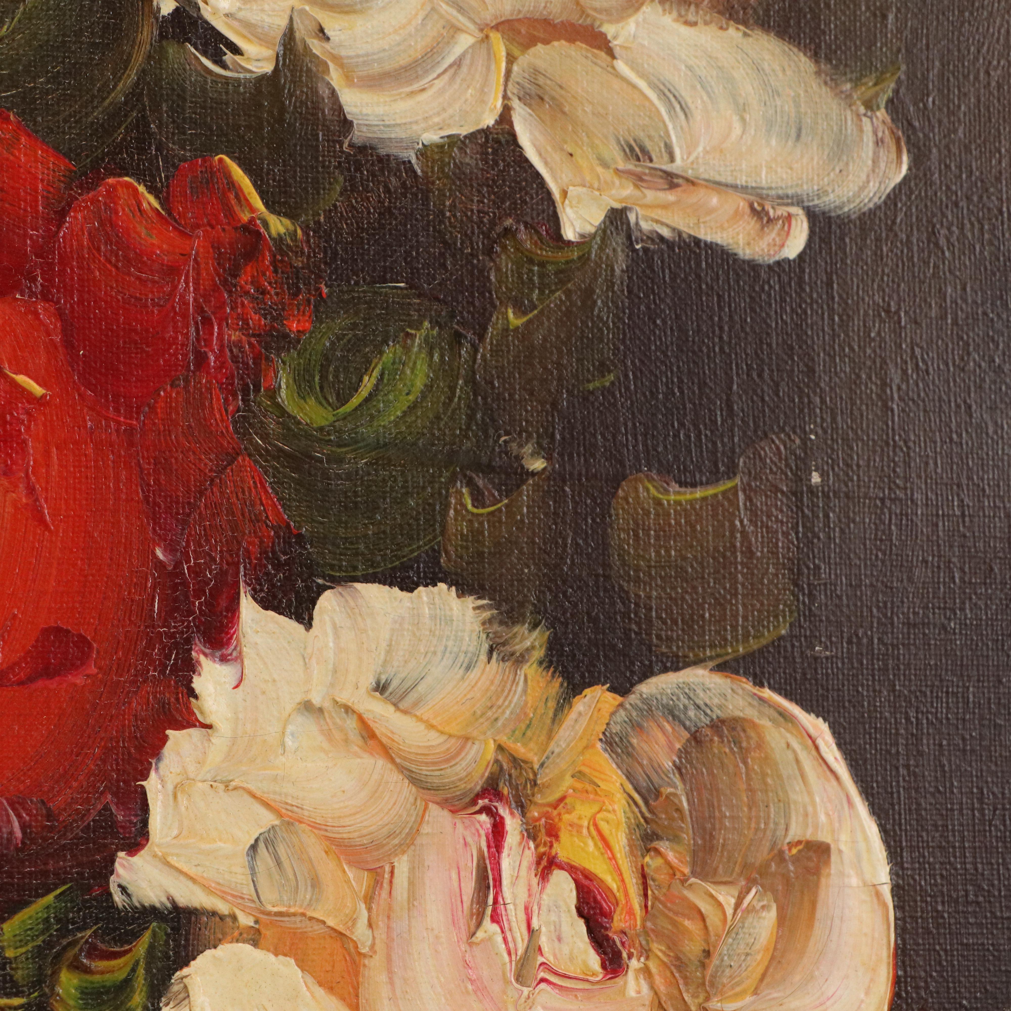 Floral Still Life Oil Painting, Mid to Late 20th Century