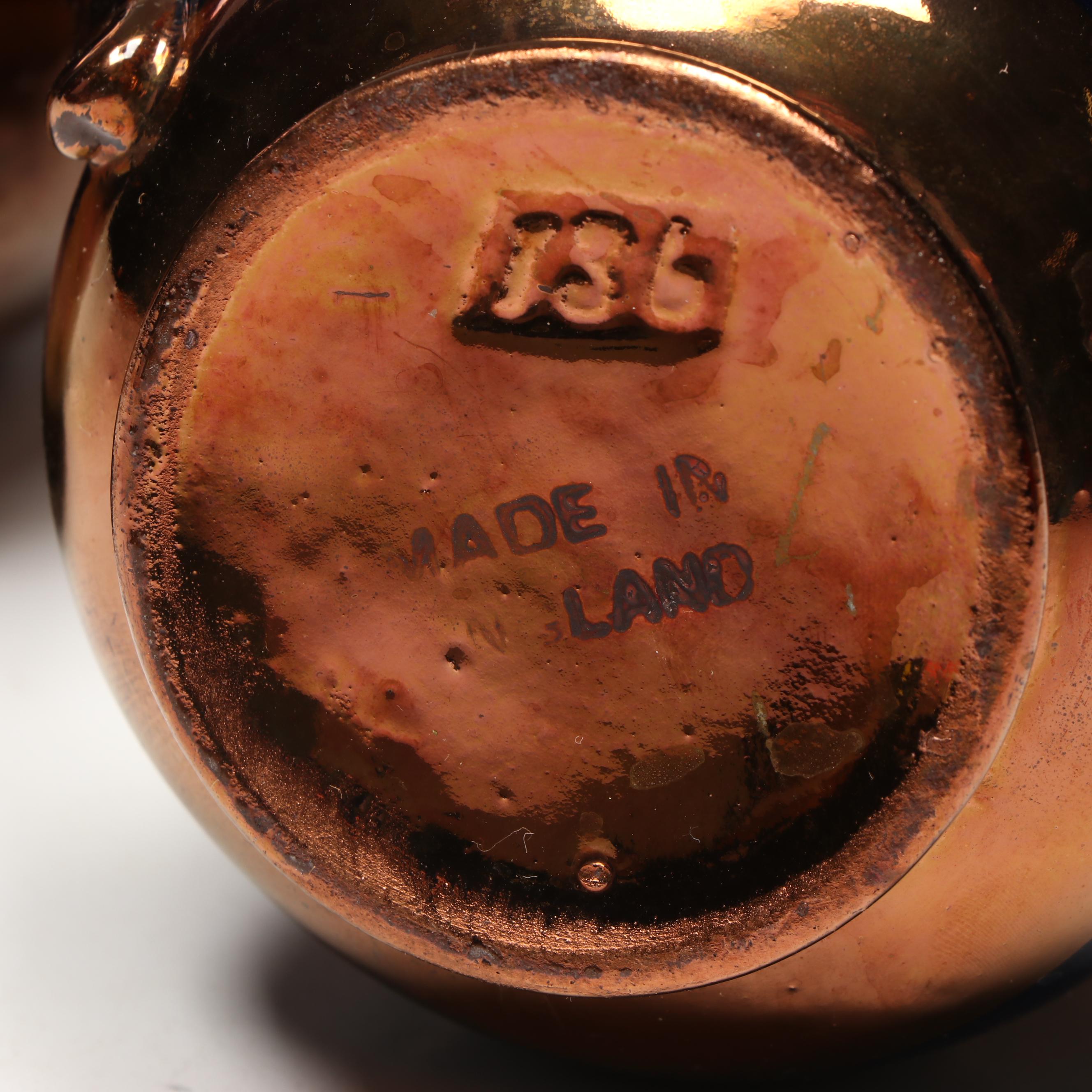 English Blue and Copper Lusterware Ceramic Teaware