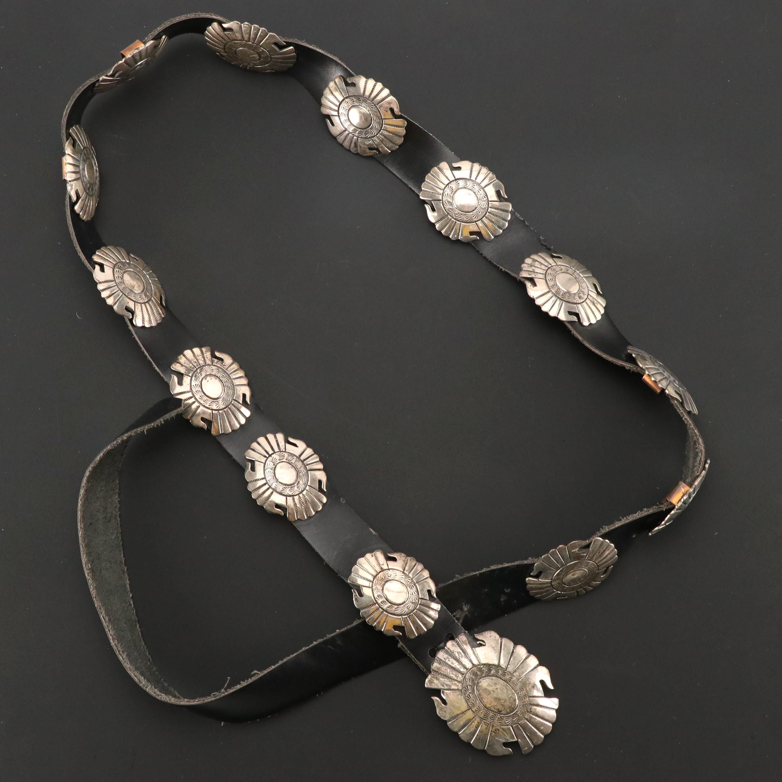 Mike Begay Navajo Diné Sterling Silver Concho Belt