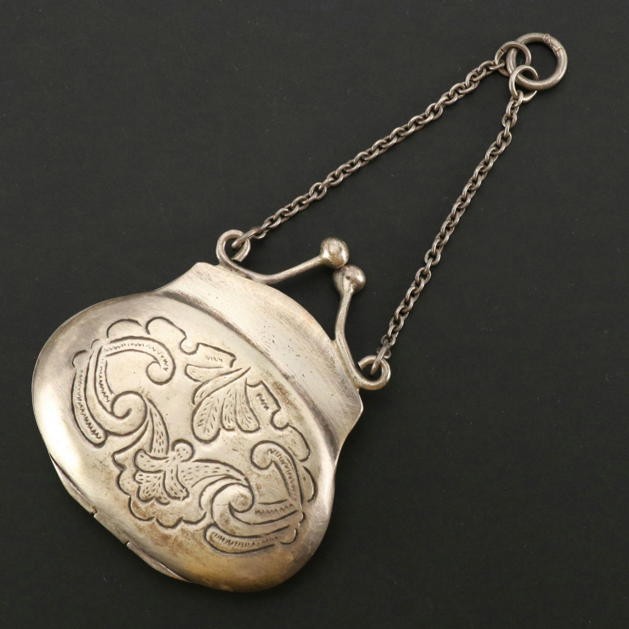 Reproduction Victorian Style Sterling Silver Repoussé Coin Purse