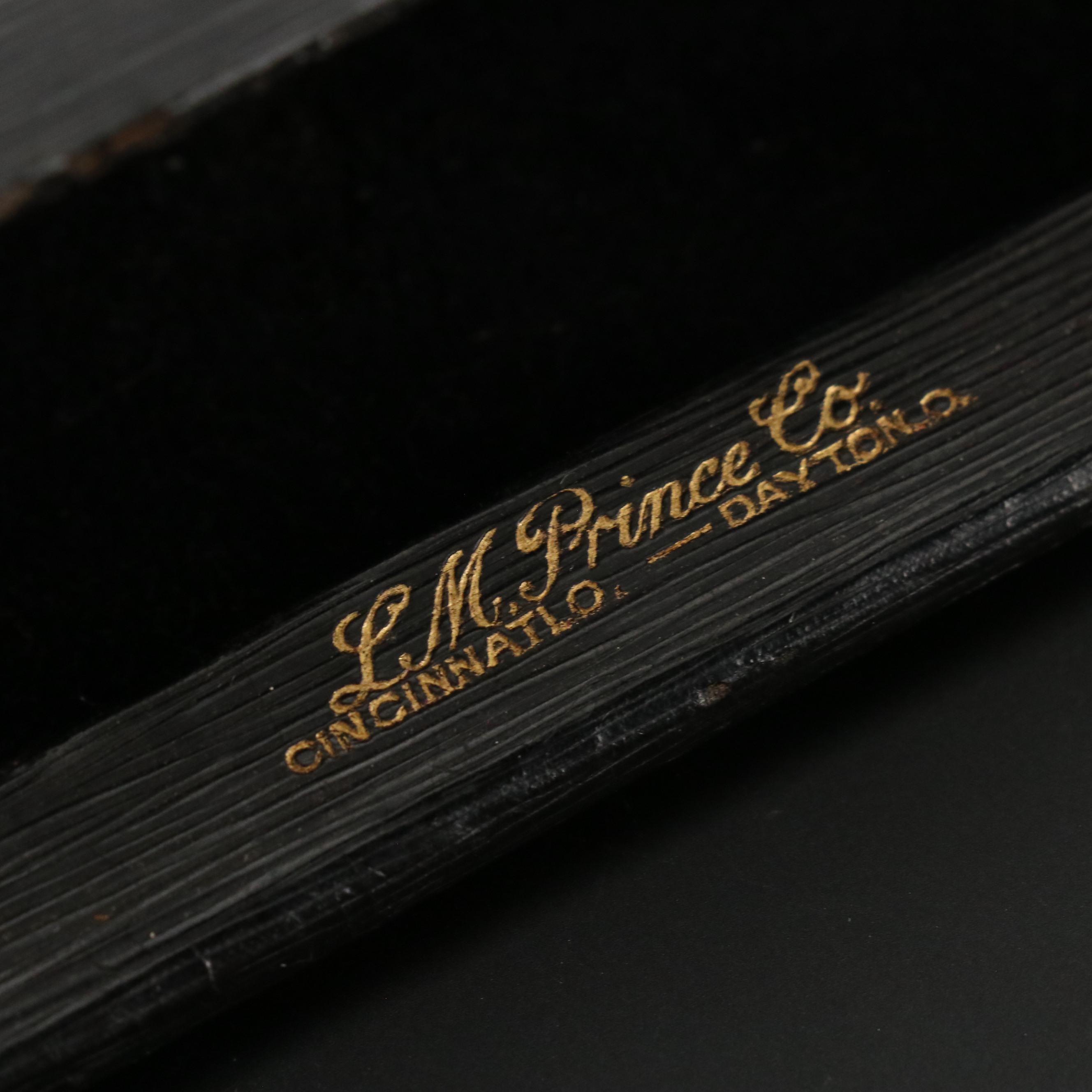 Antique White Gold Filled Oxford Pince Nez Rx Eyeglasses with Chain and Case