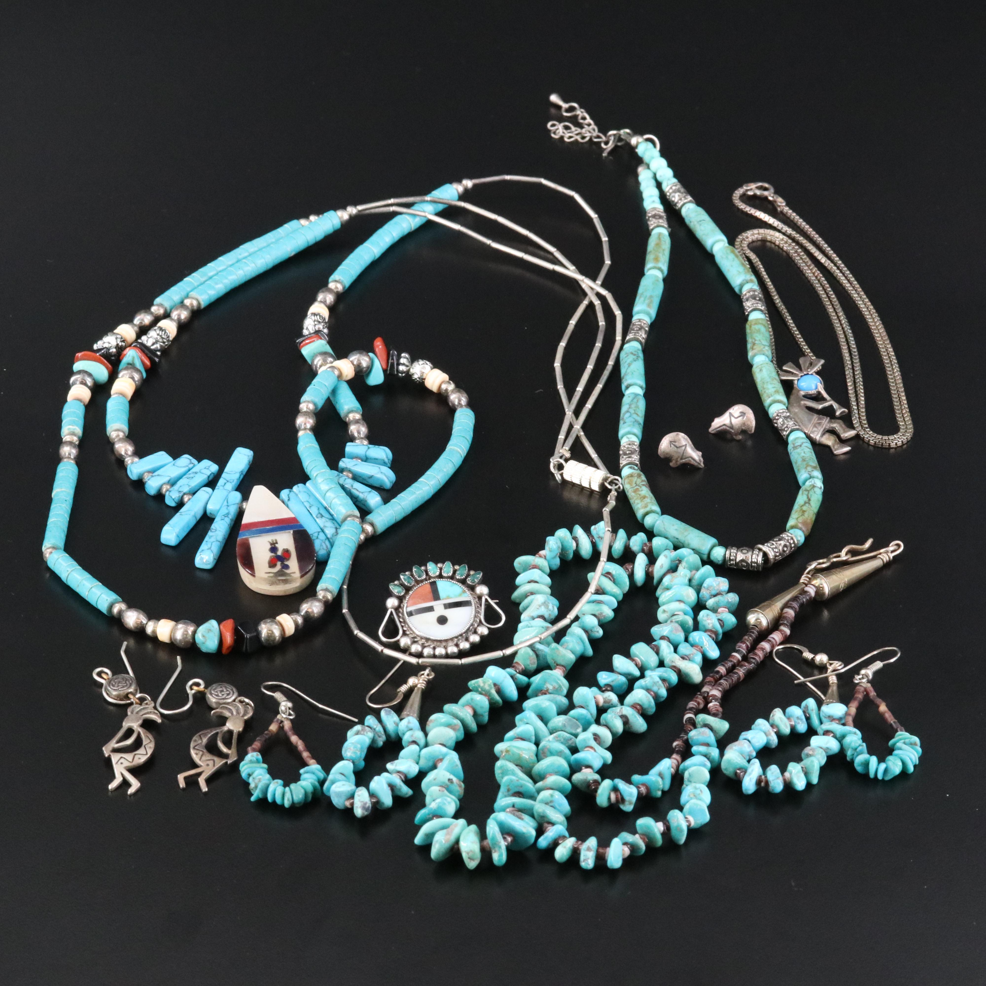 Southwestern Jewelry Collection Featuring Sterling, Turquoise and Kokopelli