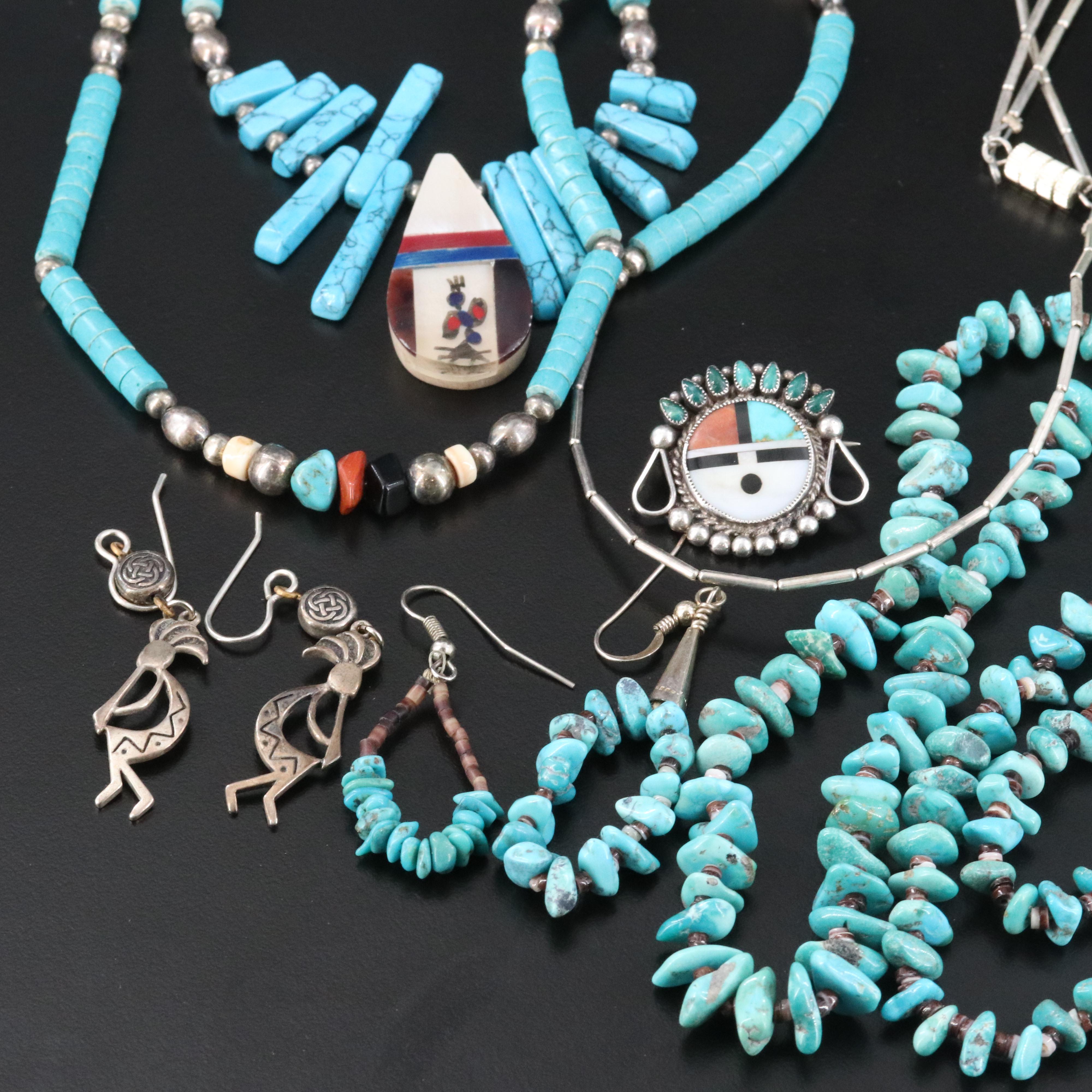 Southwestern Jewelry Collection Featuring Sterling, Turquoise and Kokopelli
