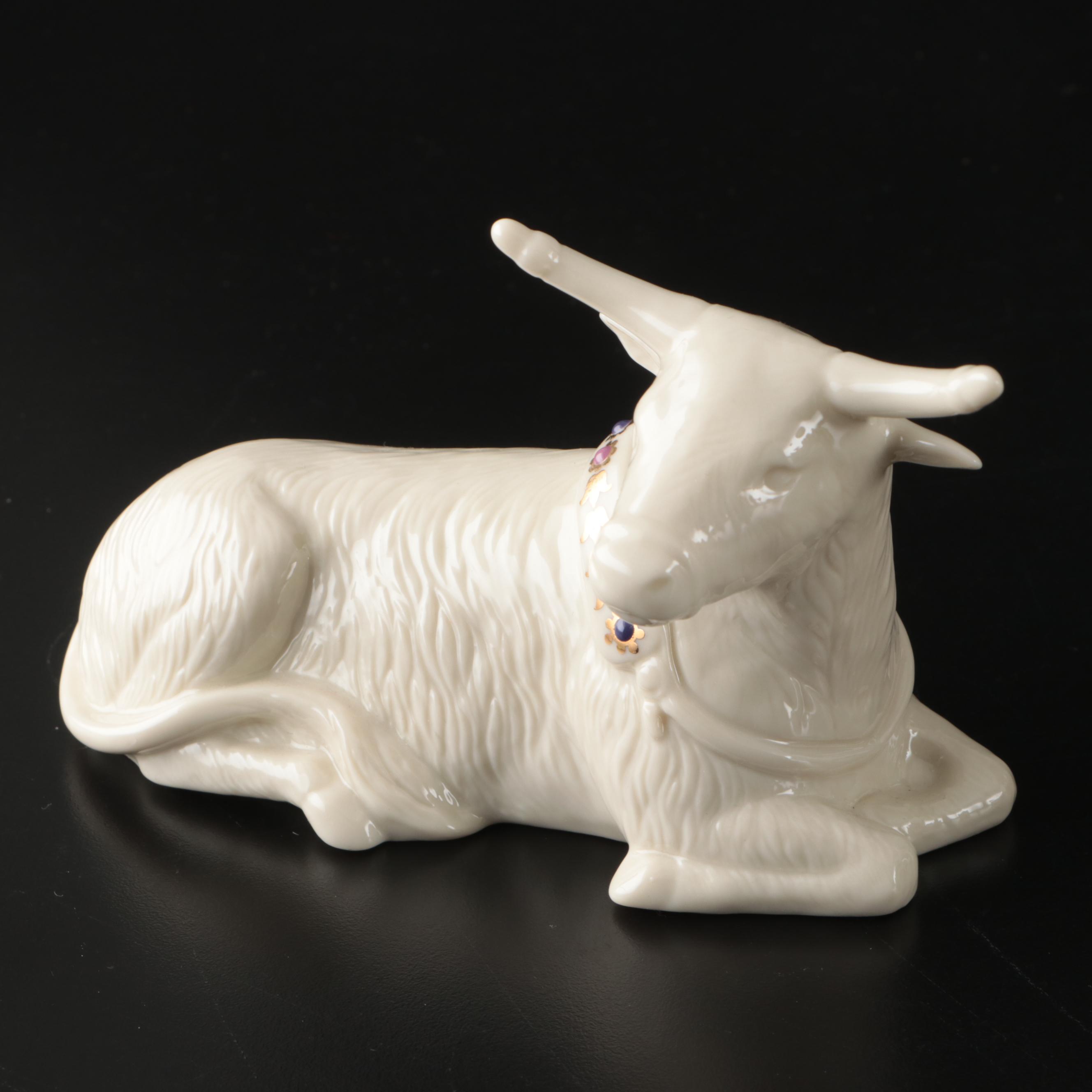 Lenox "China Jewels" Bone China Nativity Scene and Wooden Manger, With Boxes