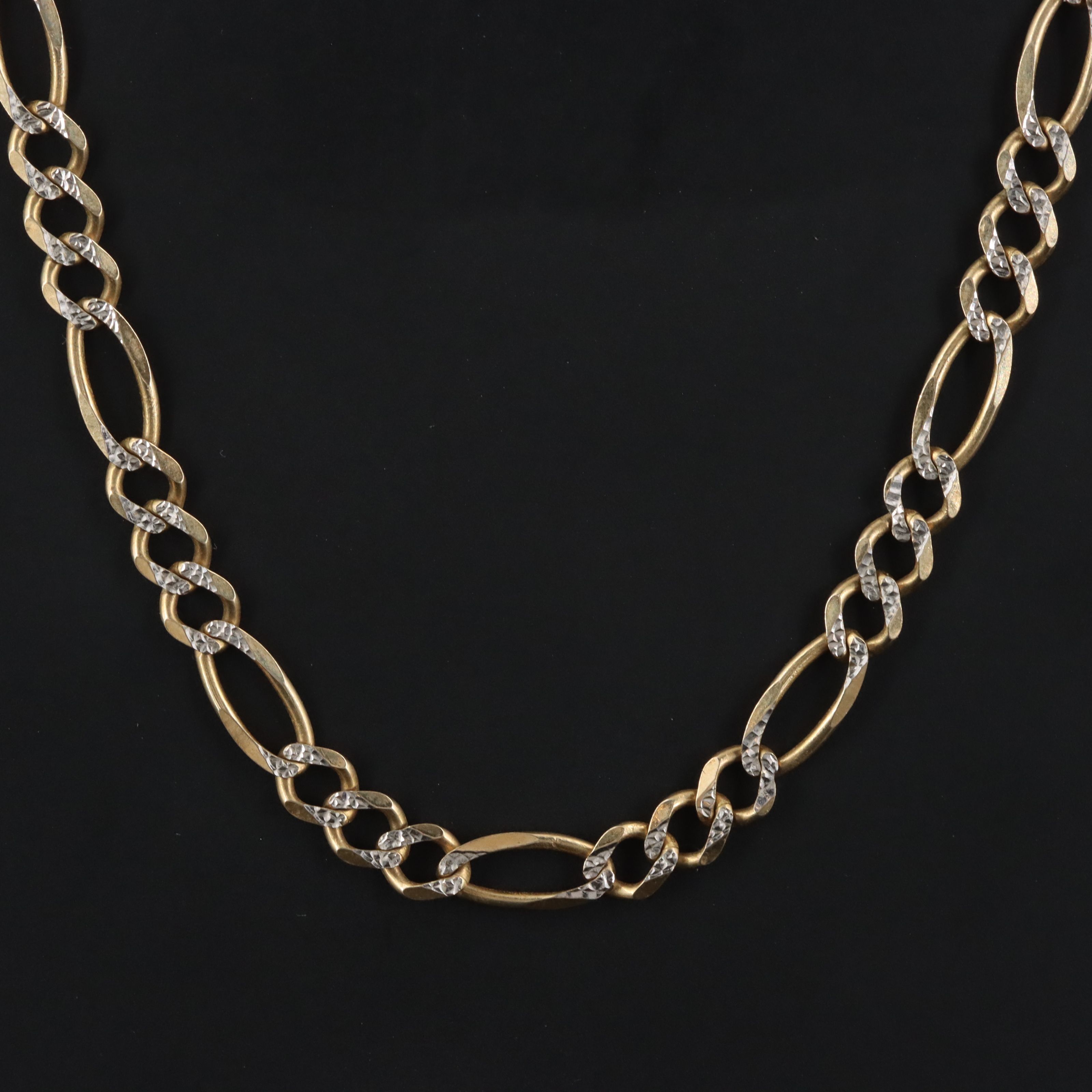 10K Two-Tone Figaro Chain Necklace