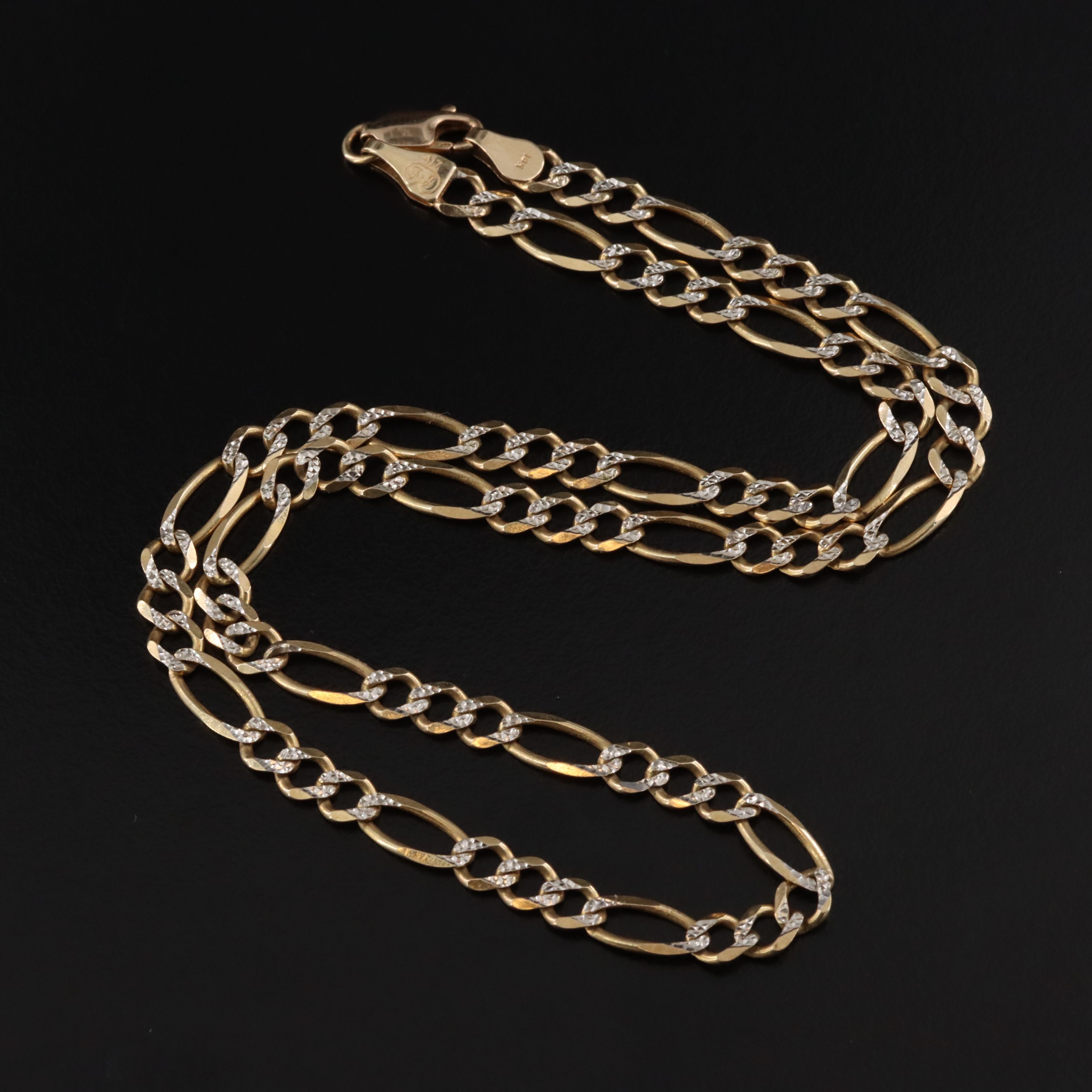 10K Two-Tone Figaro Chain Necklace