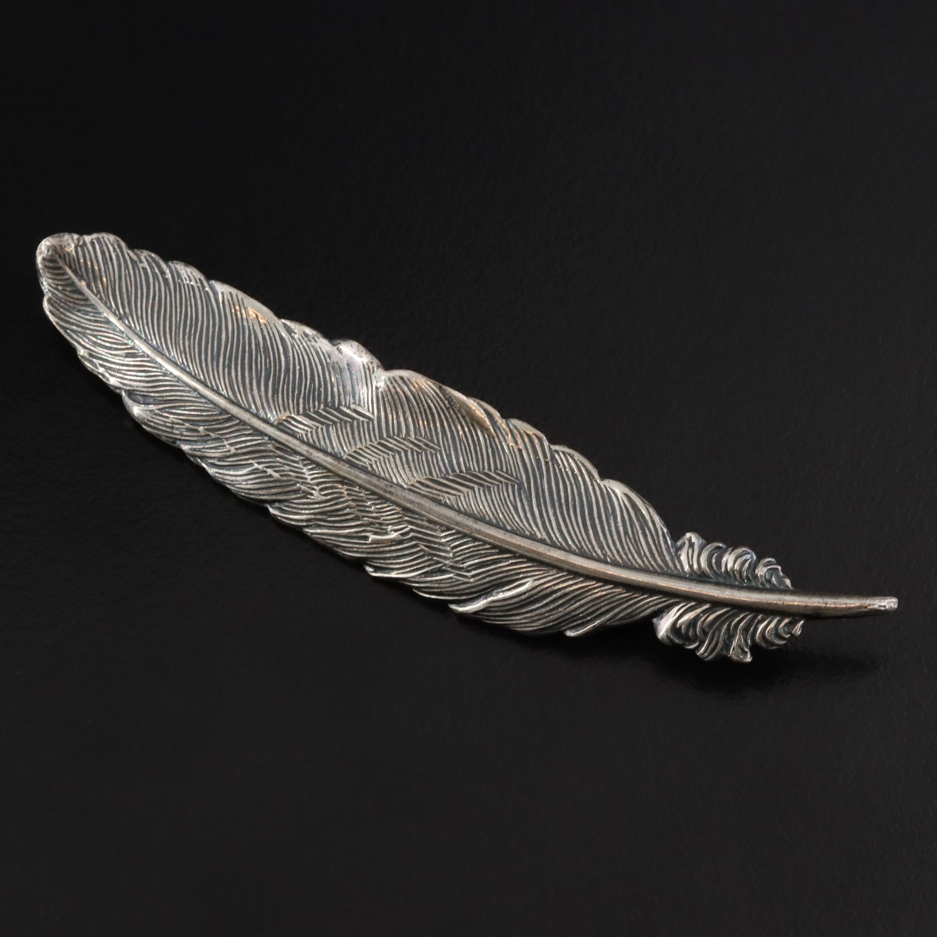 Sterling and 10K Bead Bracelet with Feather Brooch