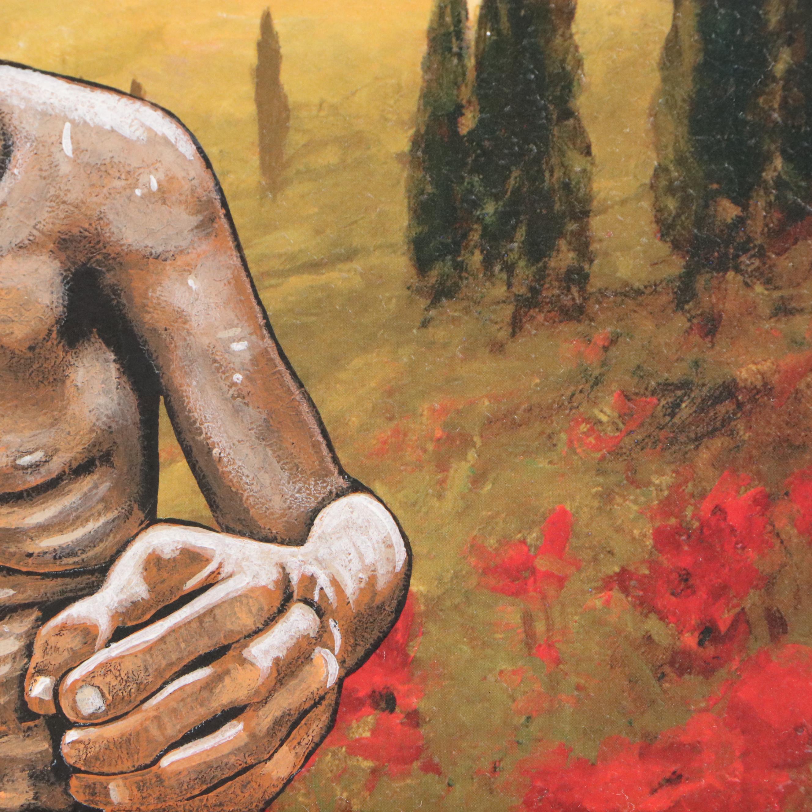 Ron Brannon Acrylic Painting of Gollum Over Found Landscape, 2025