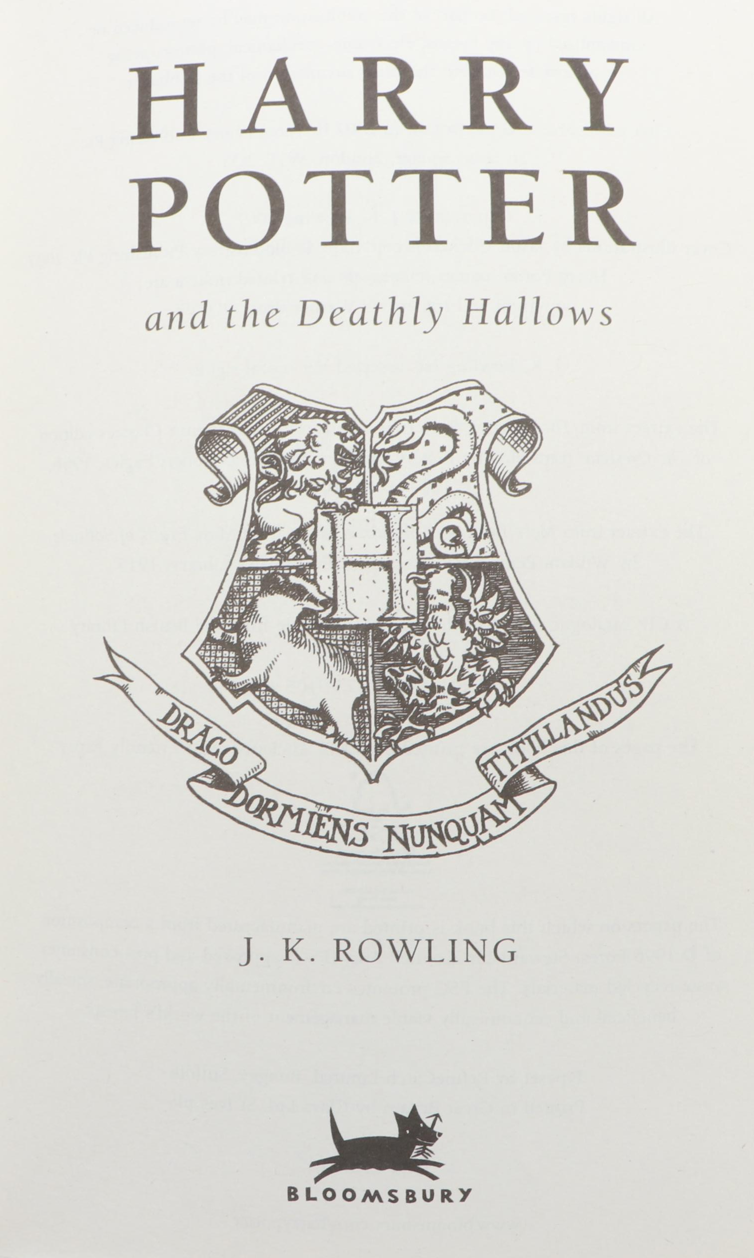 First UK Edition "Harry Potter and the Deathly Hallows" by J. K. Rowling, 2007
