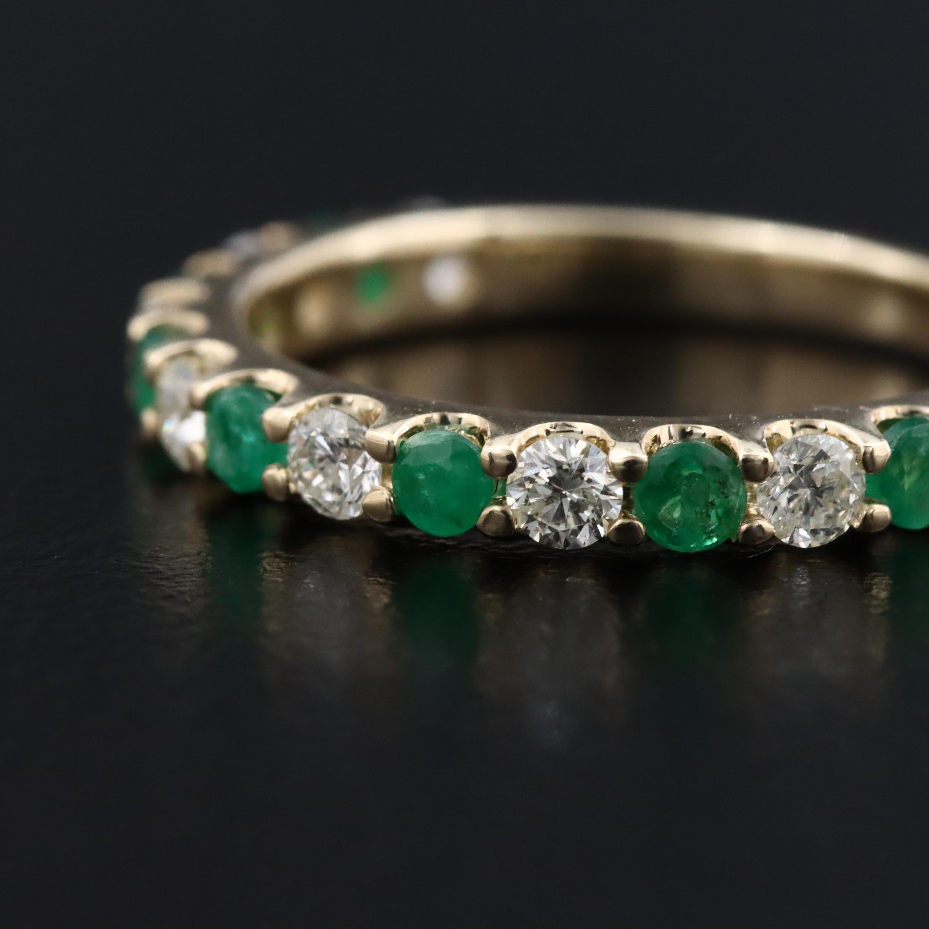 14K Emerald and Diamond Ring
