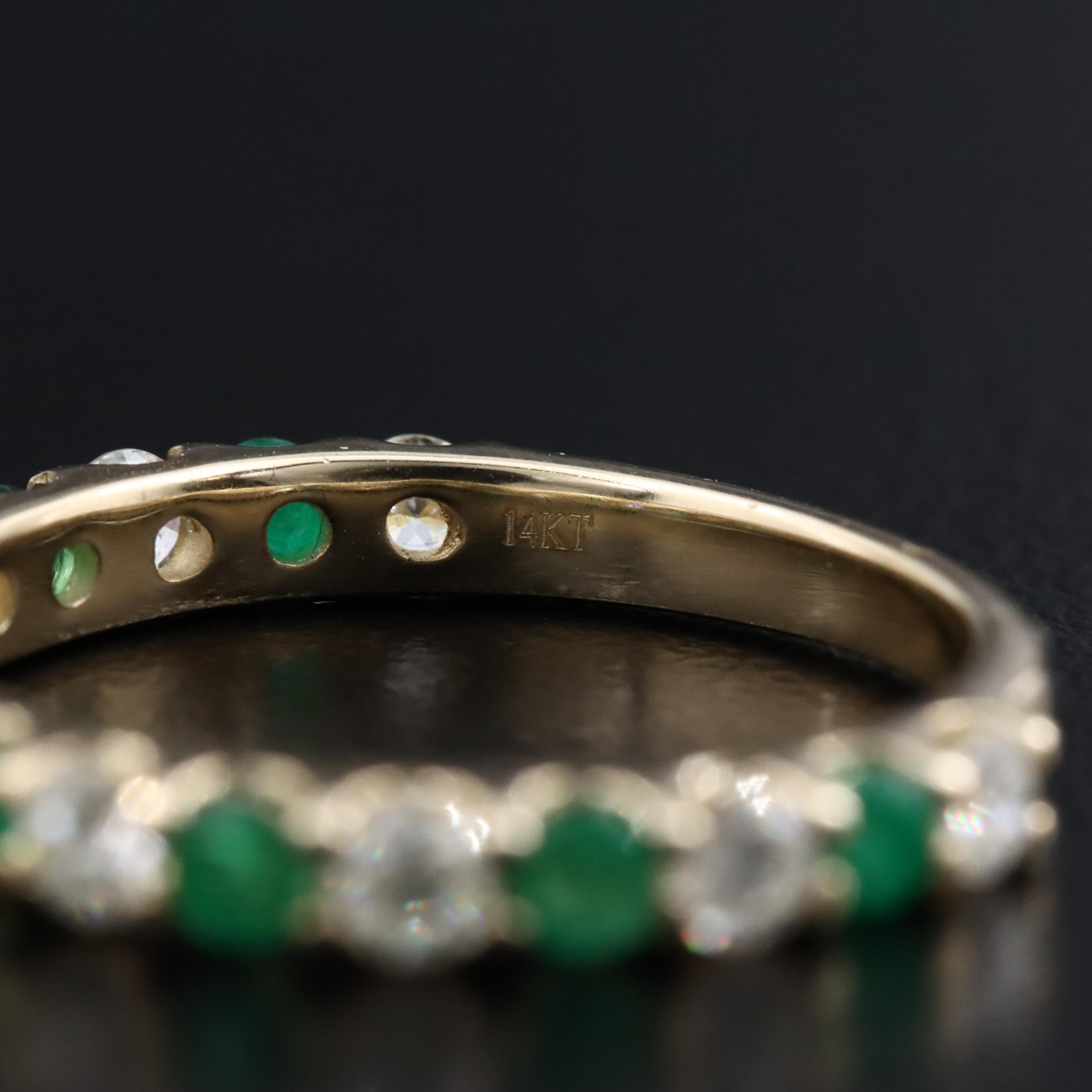 14K Emerald and Diamond Ring