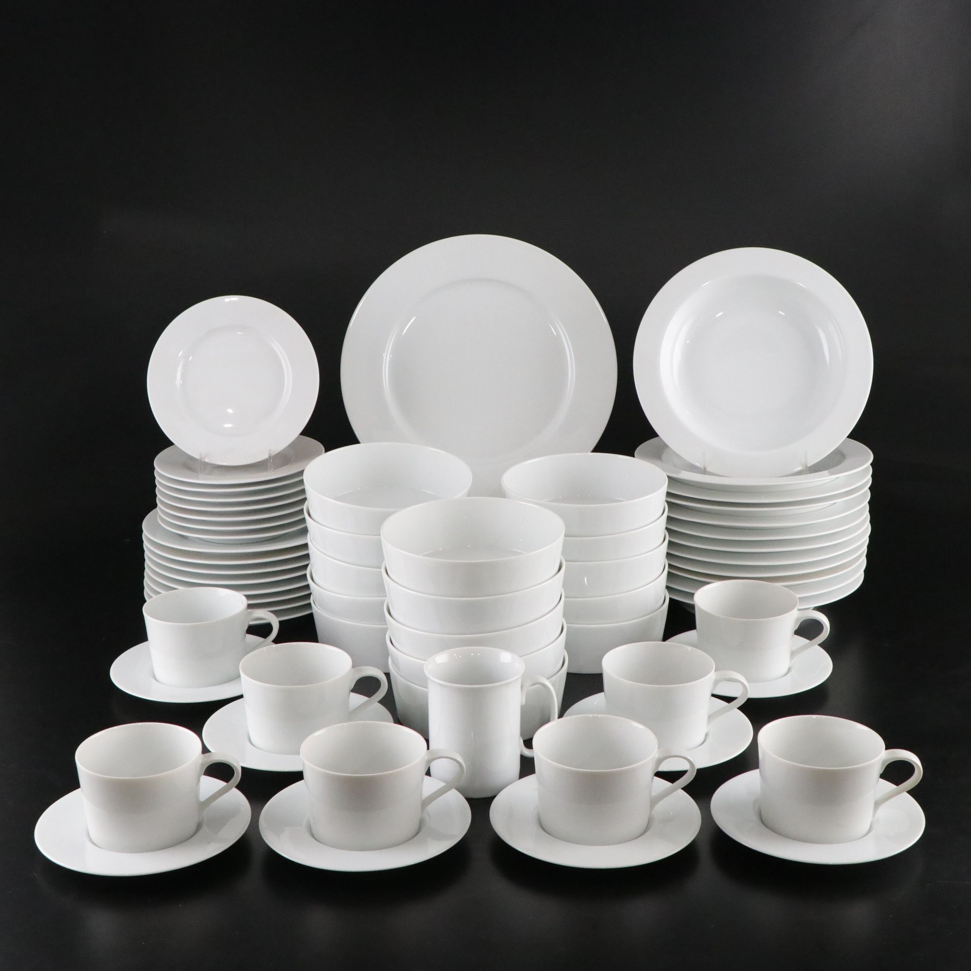 Portuguese Block Spal "Lisboa White" Dinnerware Set for Eight with Extras