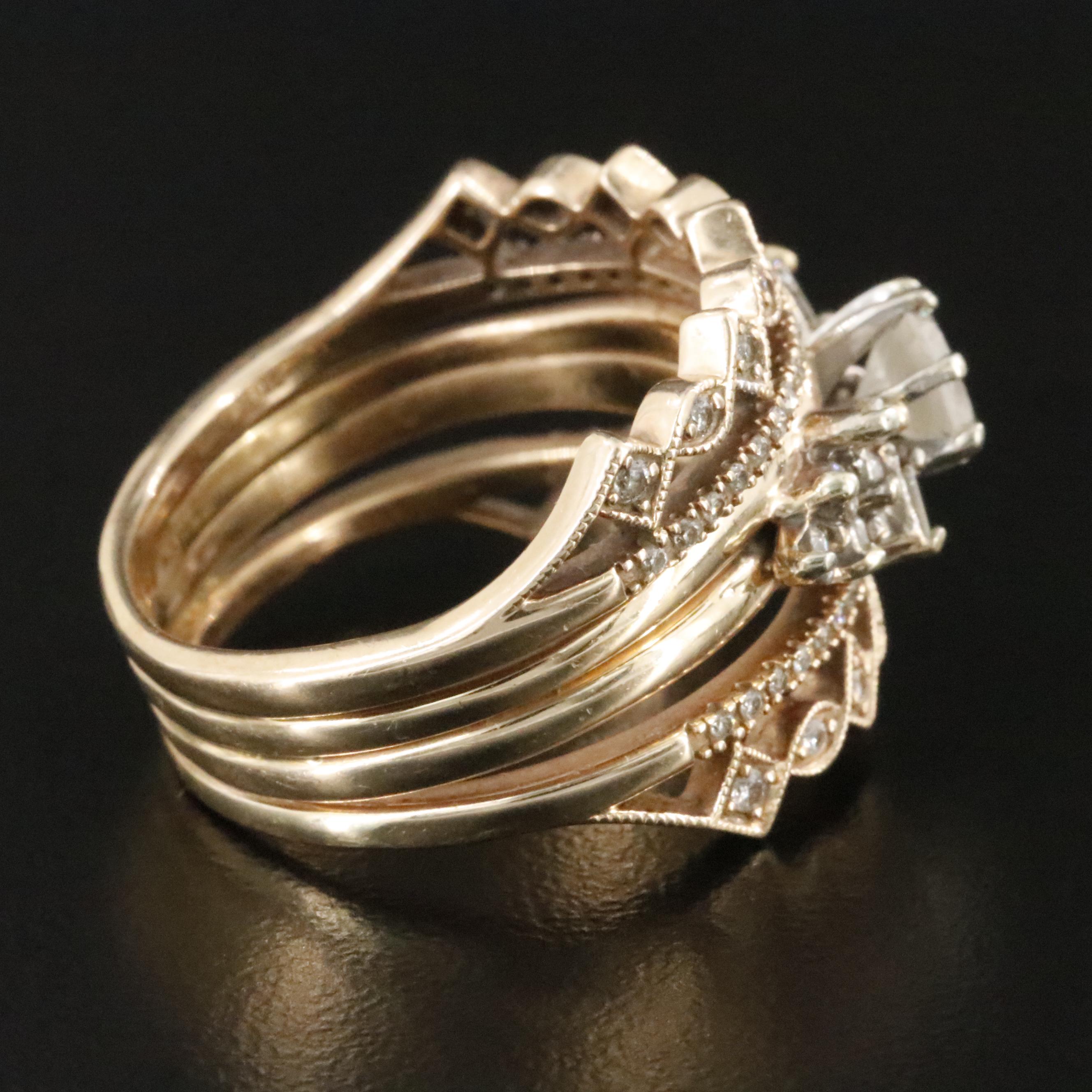 14K 1.21 CTW Solitaire and Enhancer with 10K Soldered Bands