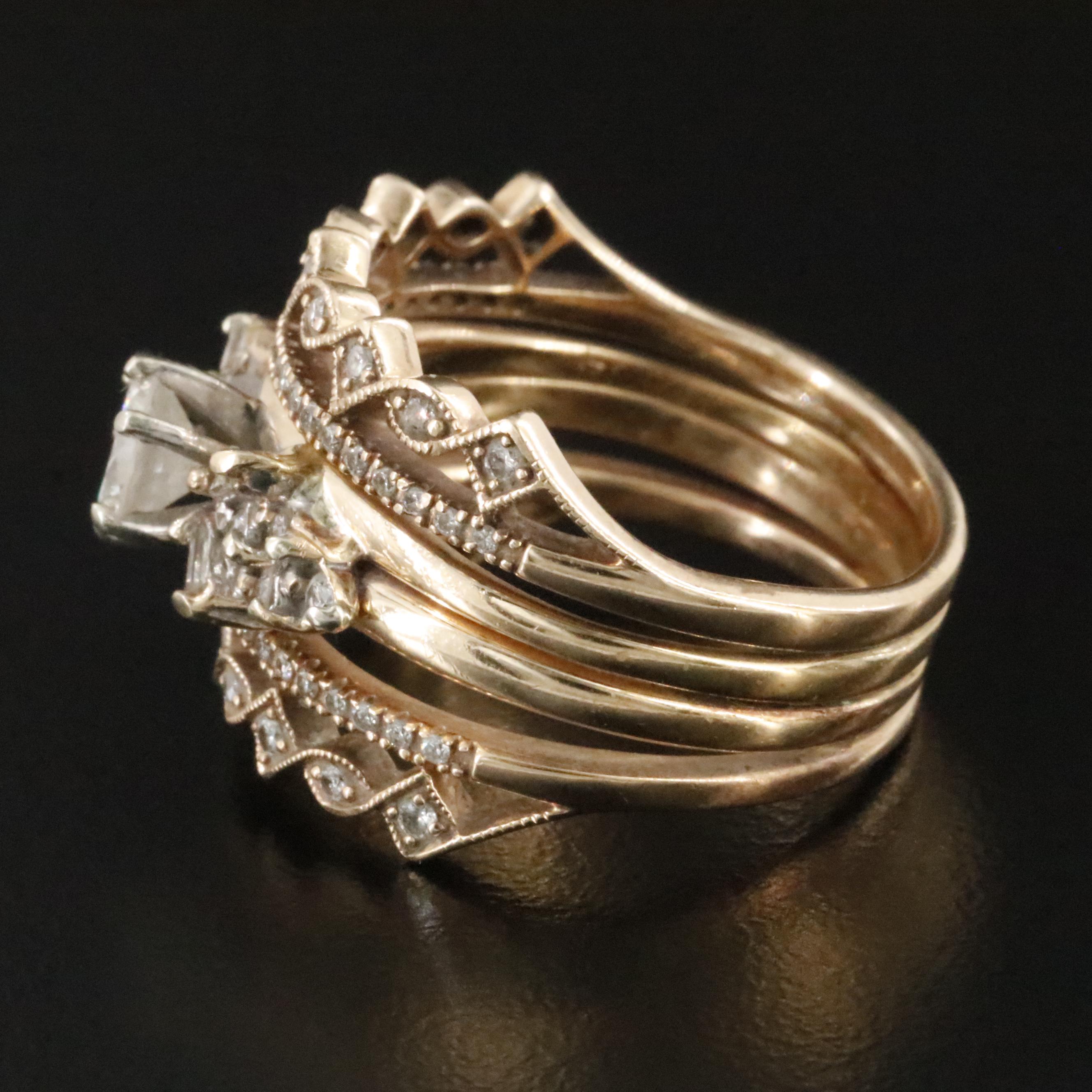 14K 1.21 CTW Solitaire and Enhancer with 10K Soldered Bands