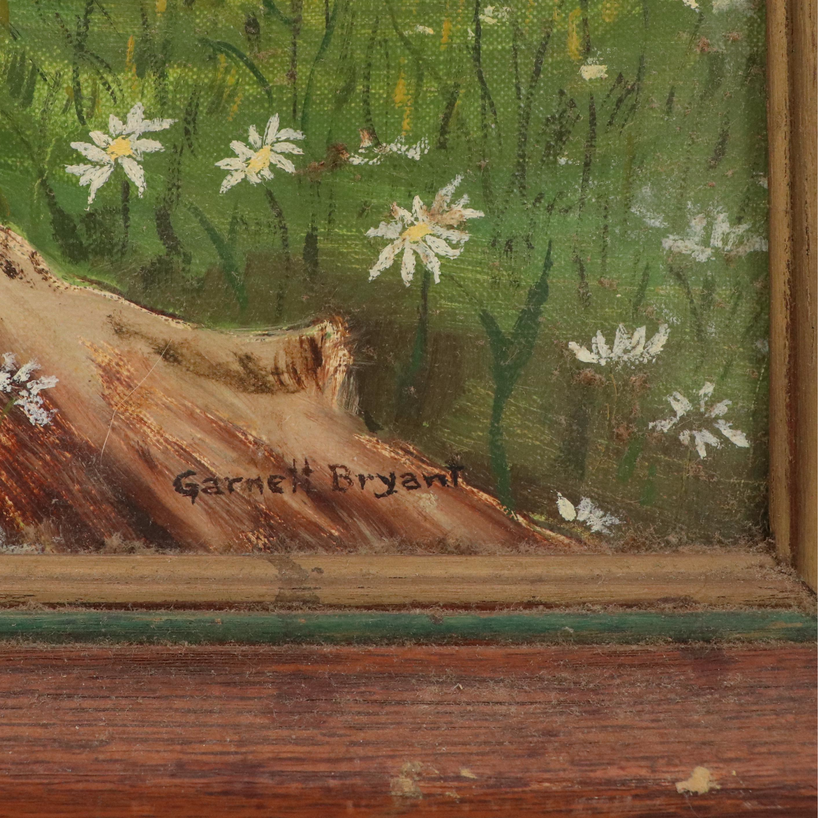 Garnett Bryant Stamper Oil Painting of Pastoral Landscape with Horses, 20th C.