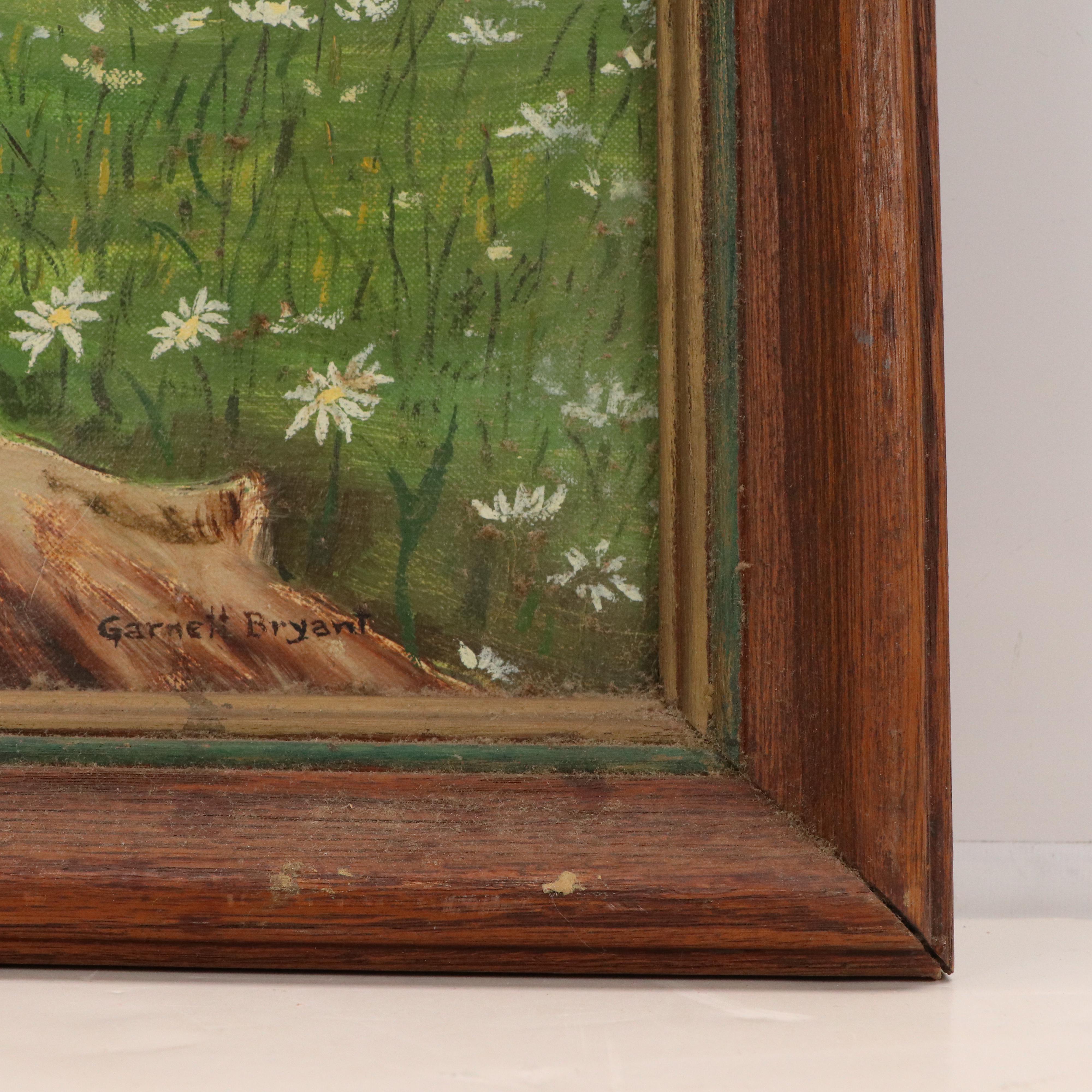 Garnett Bryant Stamper Oil Painting of Pastoral Landscape with Horses, 20th C.