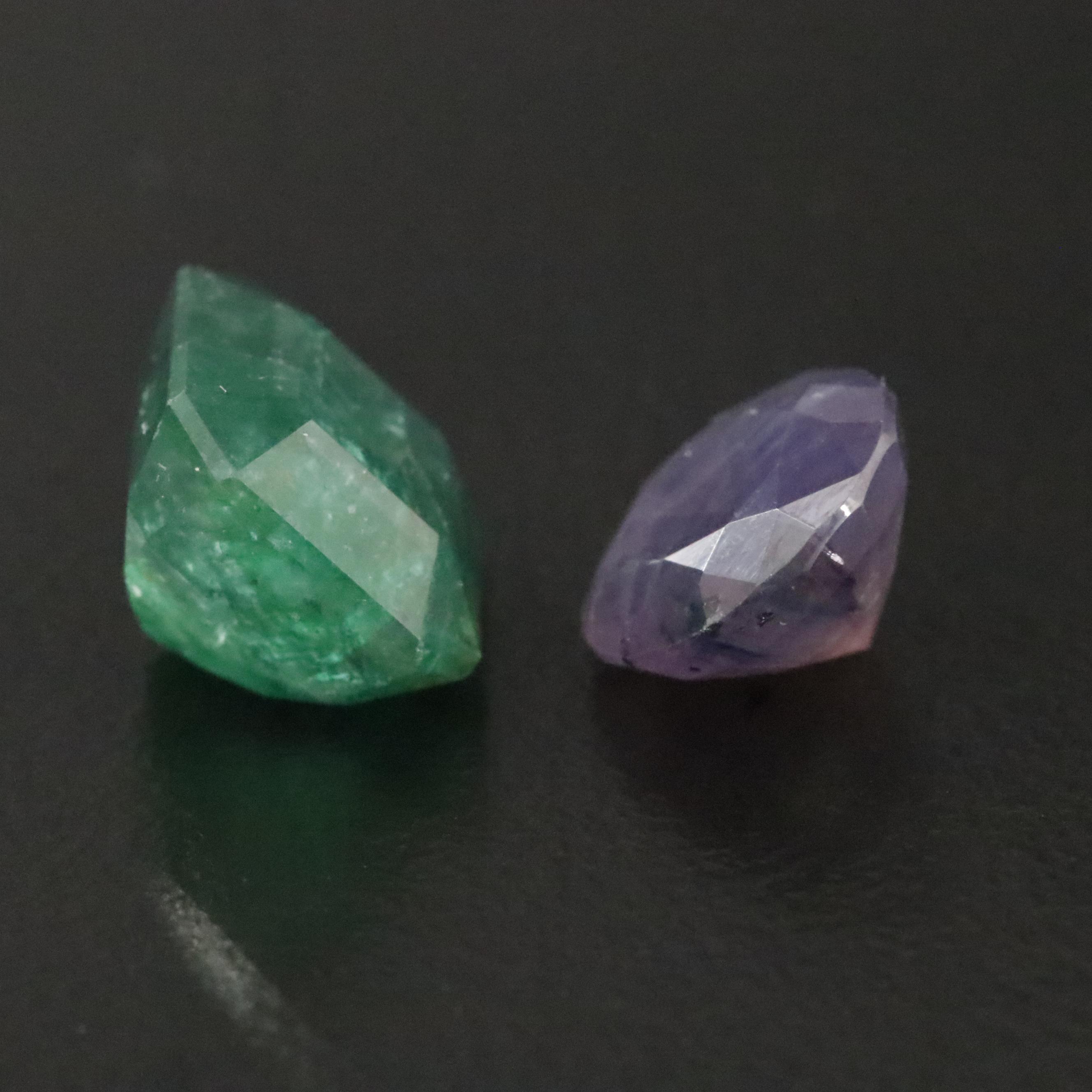 Loose 6.70 CTW Emerald and Purple Sapphire