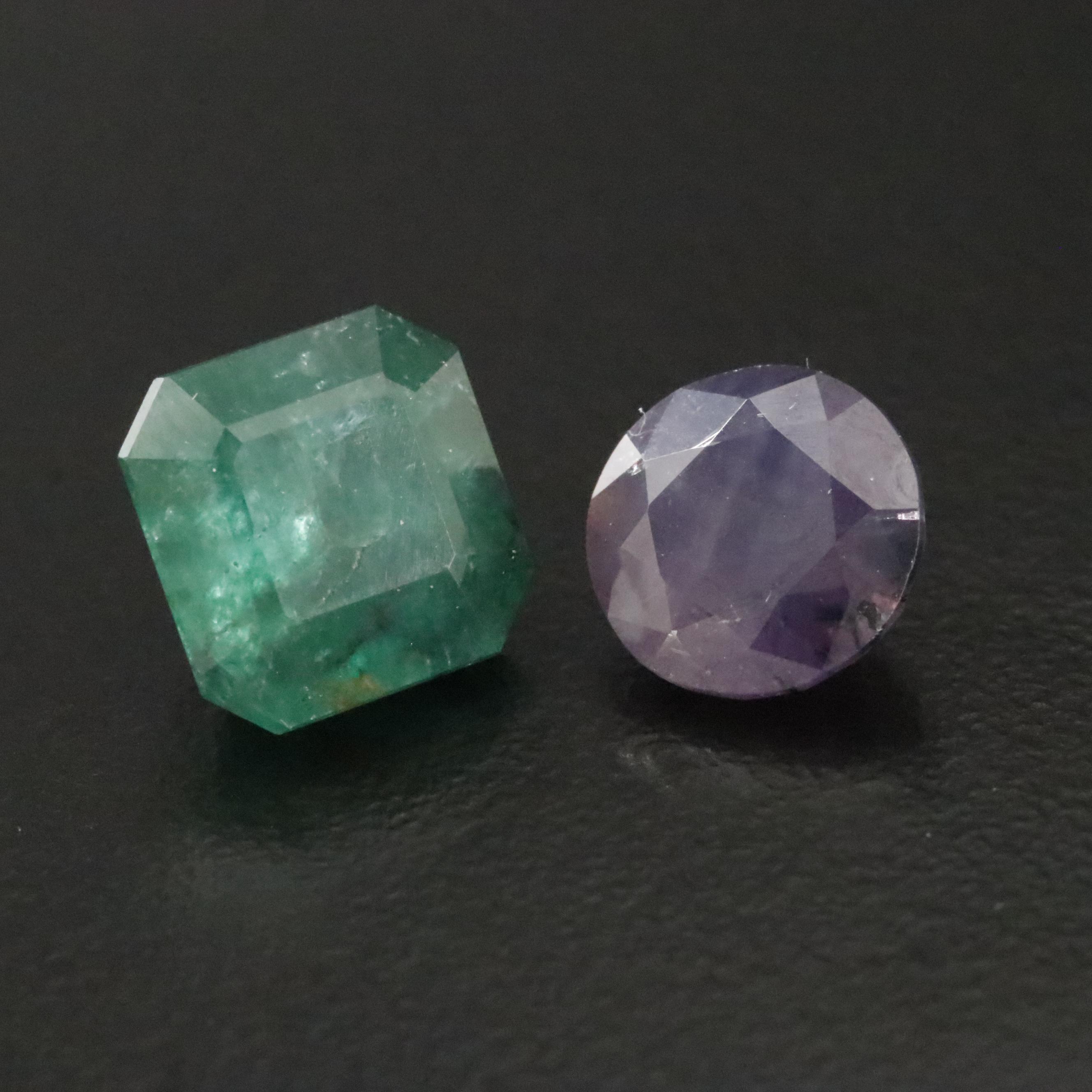 Loose 6.70 CTW Emerald and Purple Sapphire
