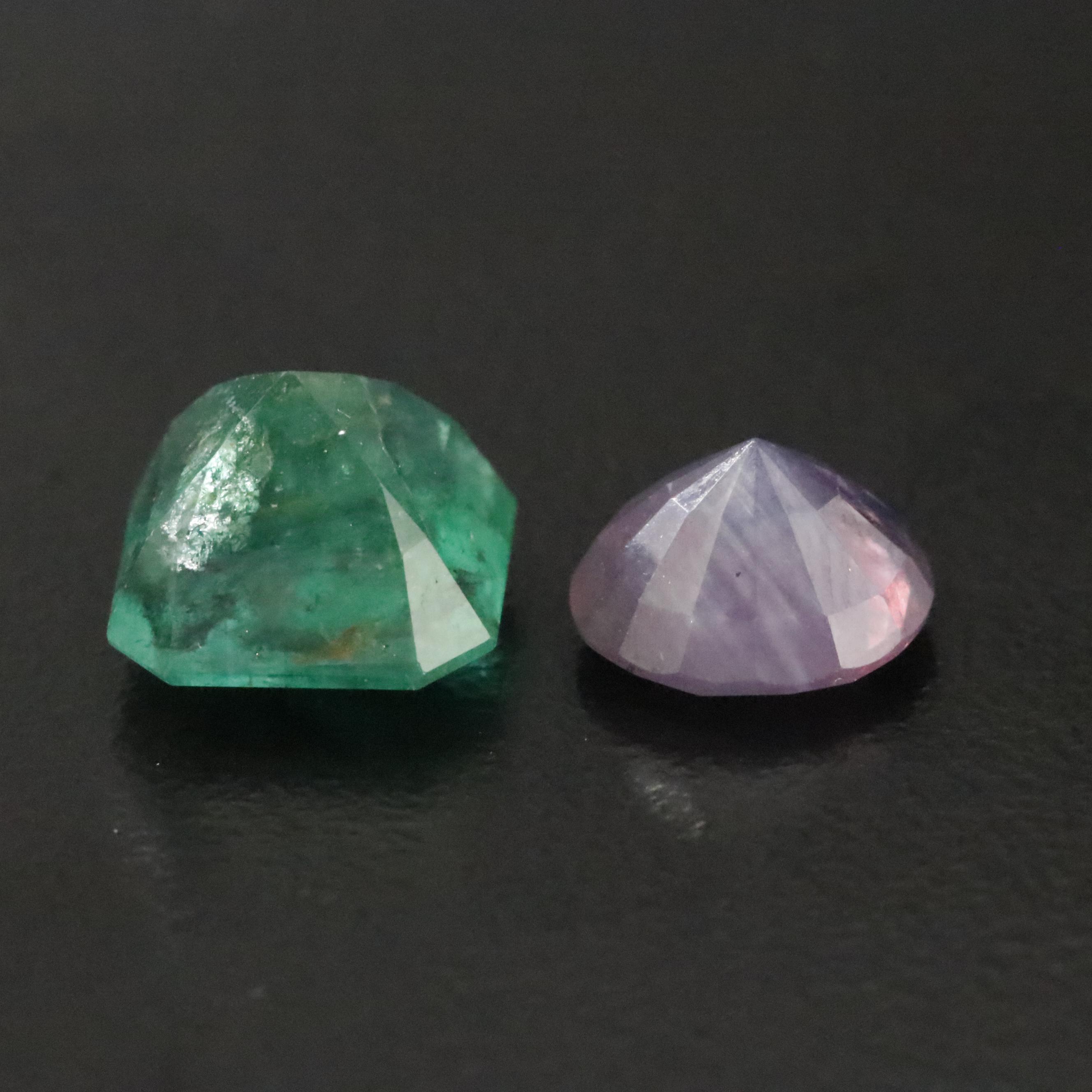 Loose 6.70 CTW Emerald and Purple Sapphire