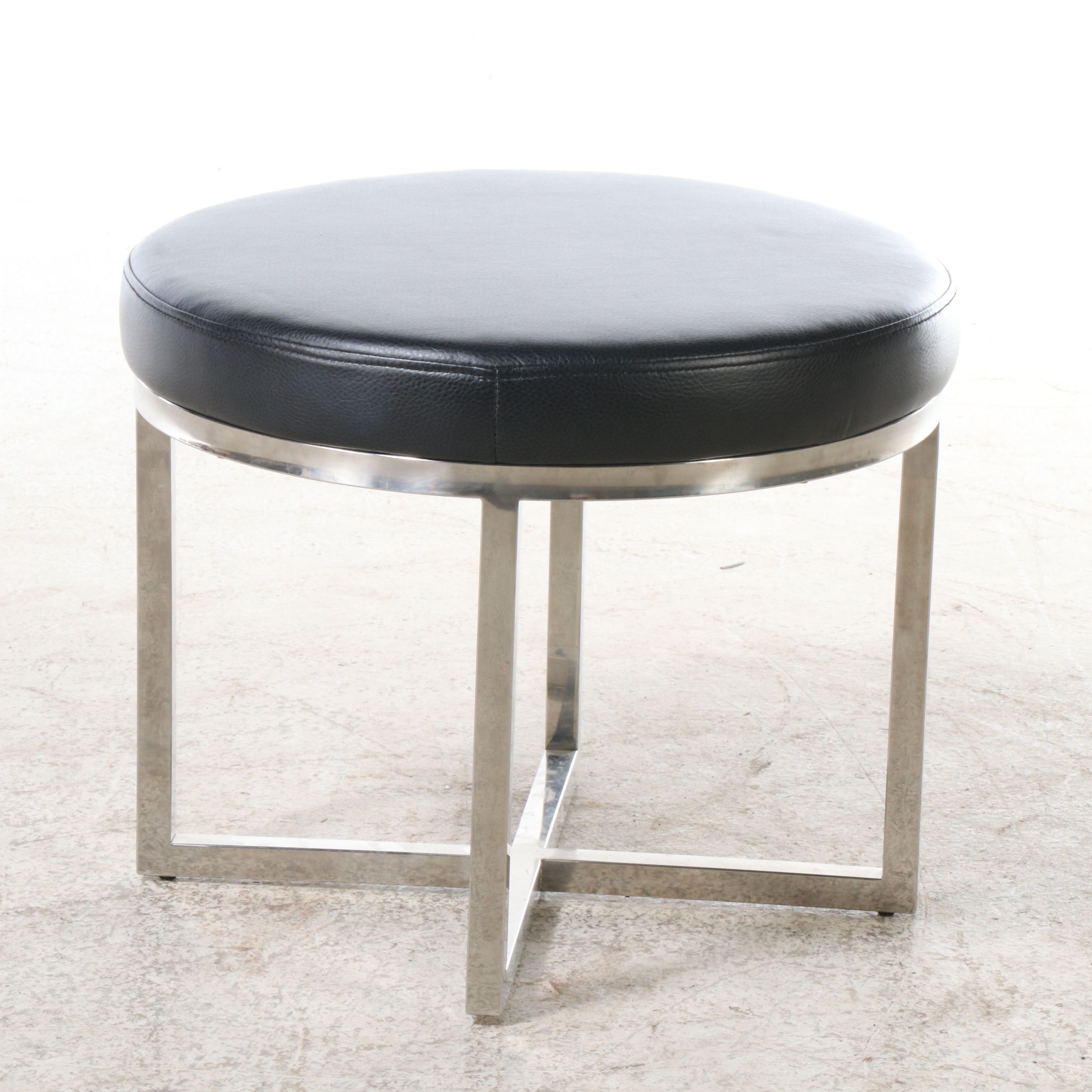 Diamond Sofa Contemporary Faux Leather Footstool