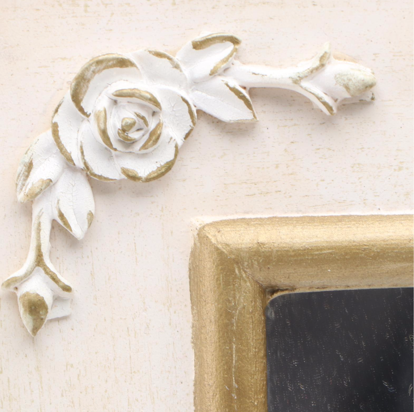 Papier-Mâché and Composition Doll with Cherub Accented Framed Wall Mirror