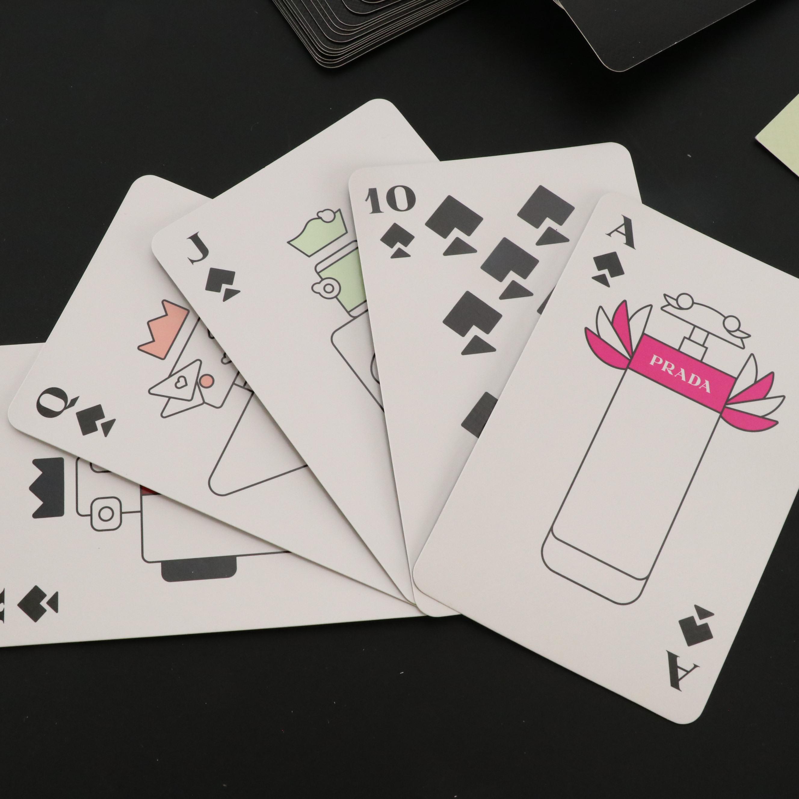 Prada Beauty Promotional Playing Cards, Charms Brooch Pin, and Stamp Set