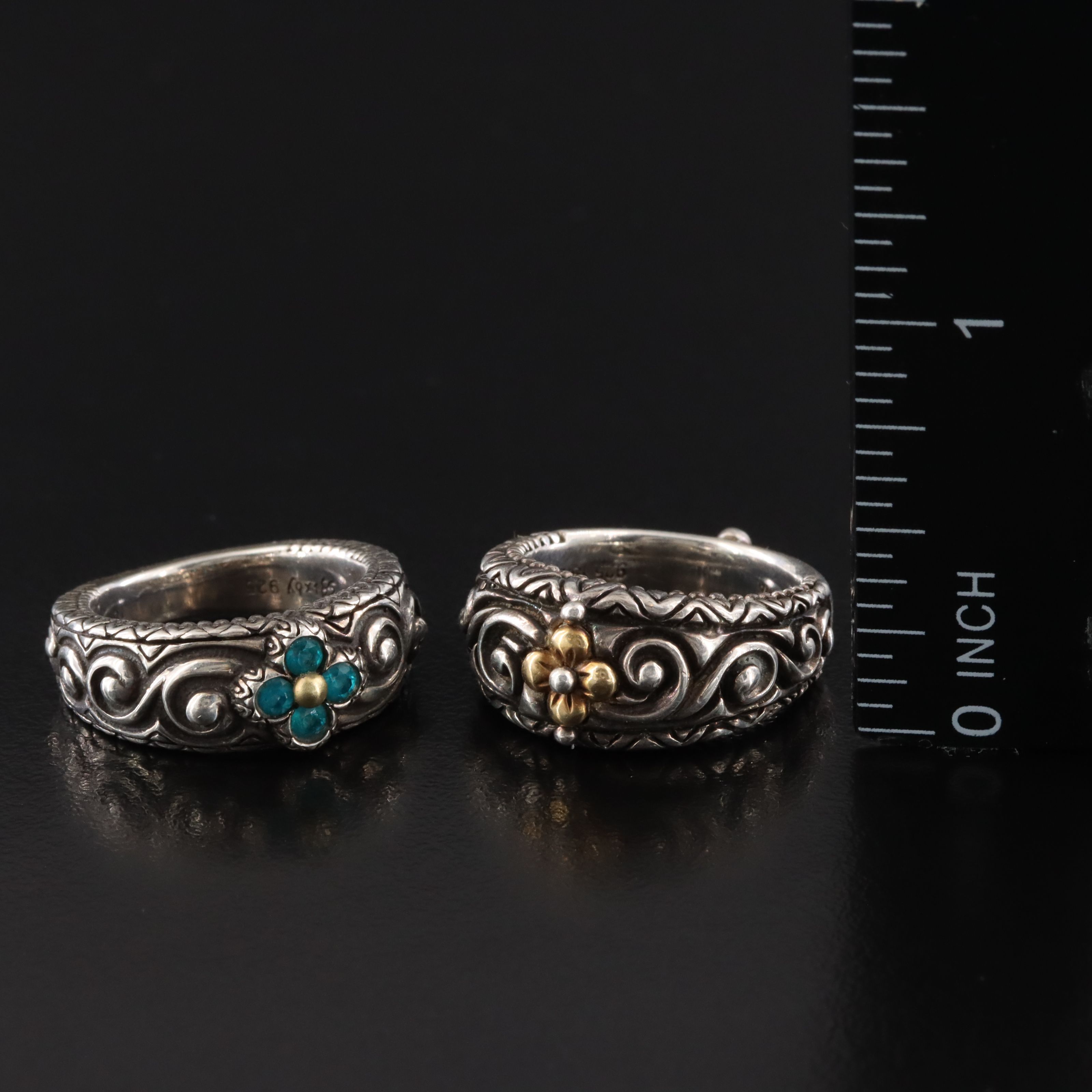 Barbara Bixby Sterling Floral Rings and Necklace with 18K Accents with Amethyst