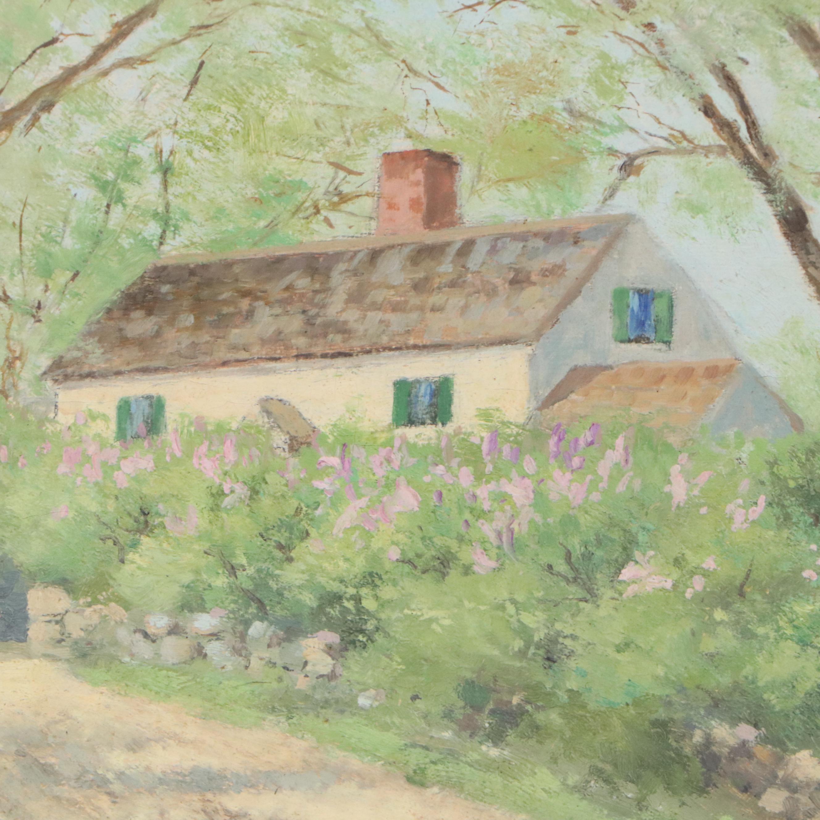 John Harold Thomas Snow Oil Painting of Rural Home, 1931