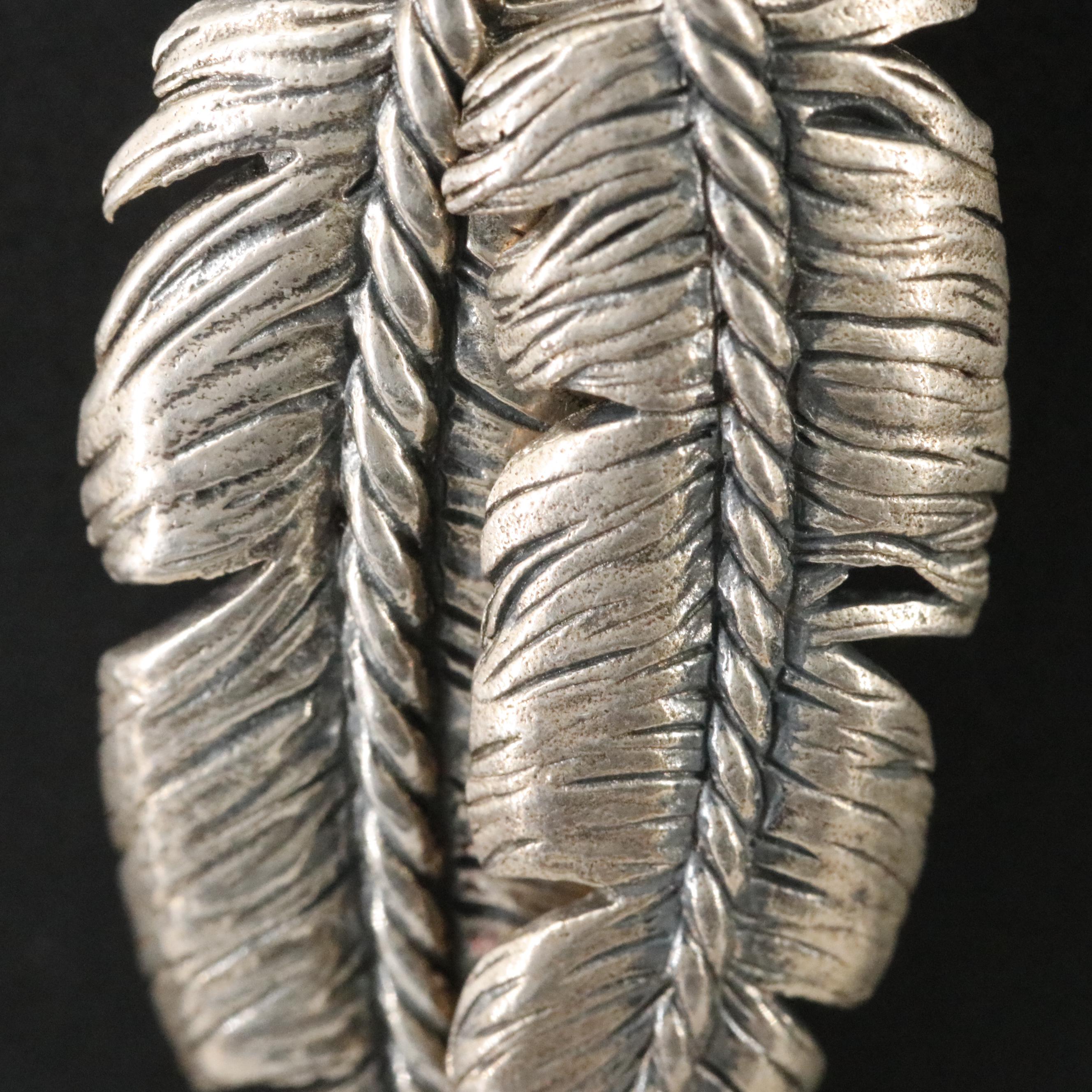 David Yurman Sterling Double Feather Amulet Enhancer Pendant