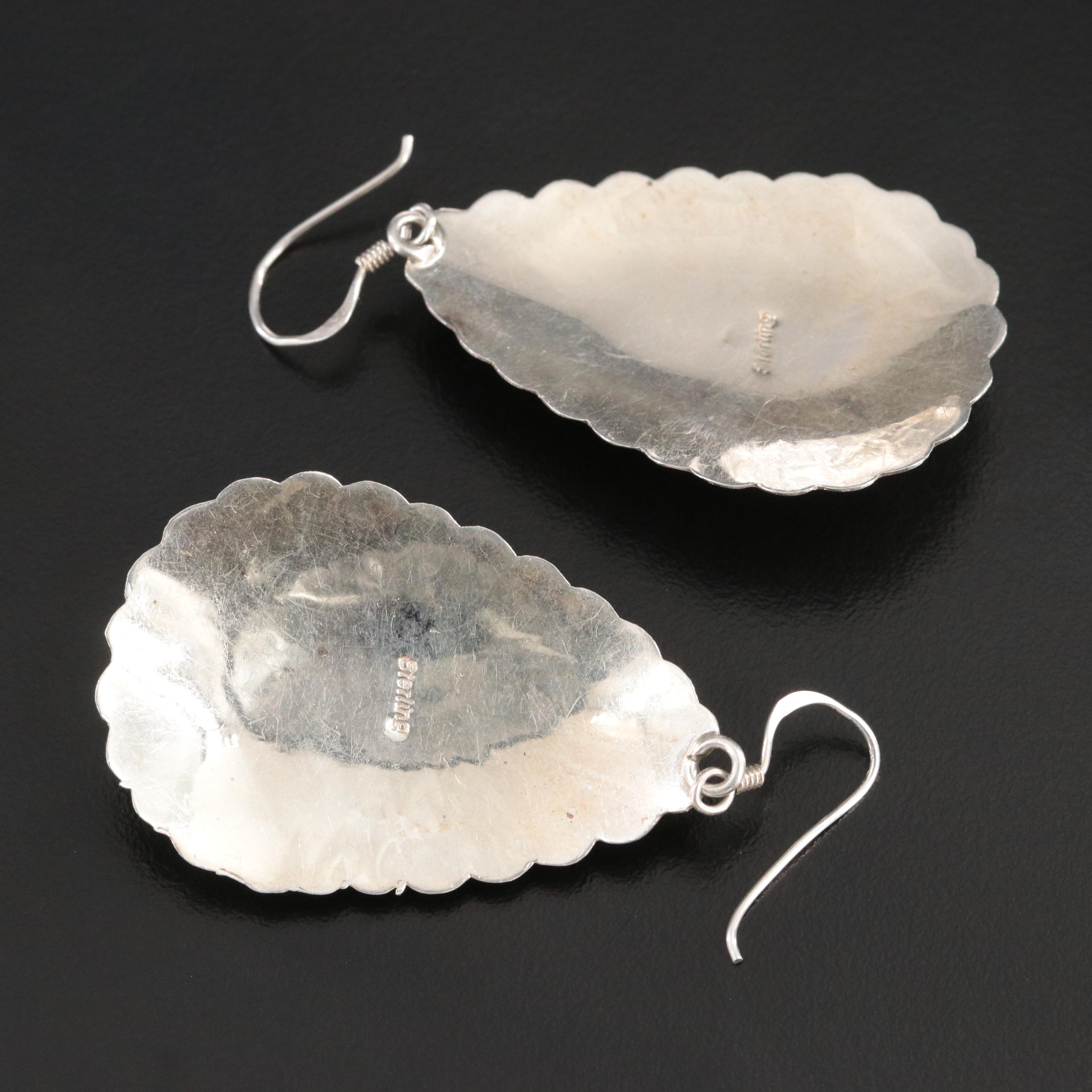 Sterling Malachite Scalloped Earrings