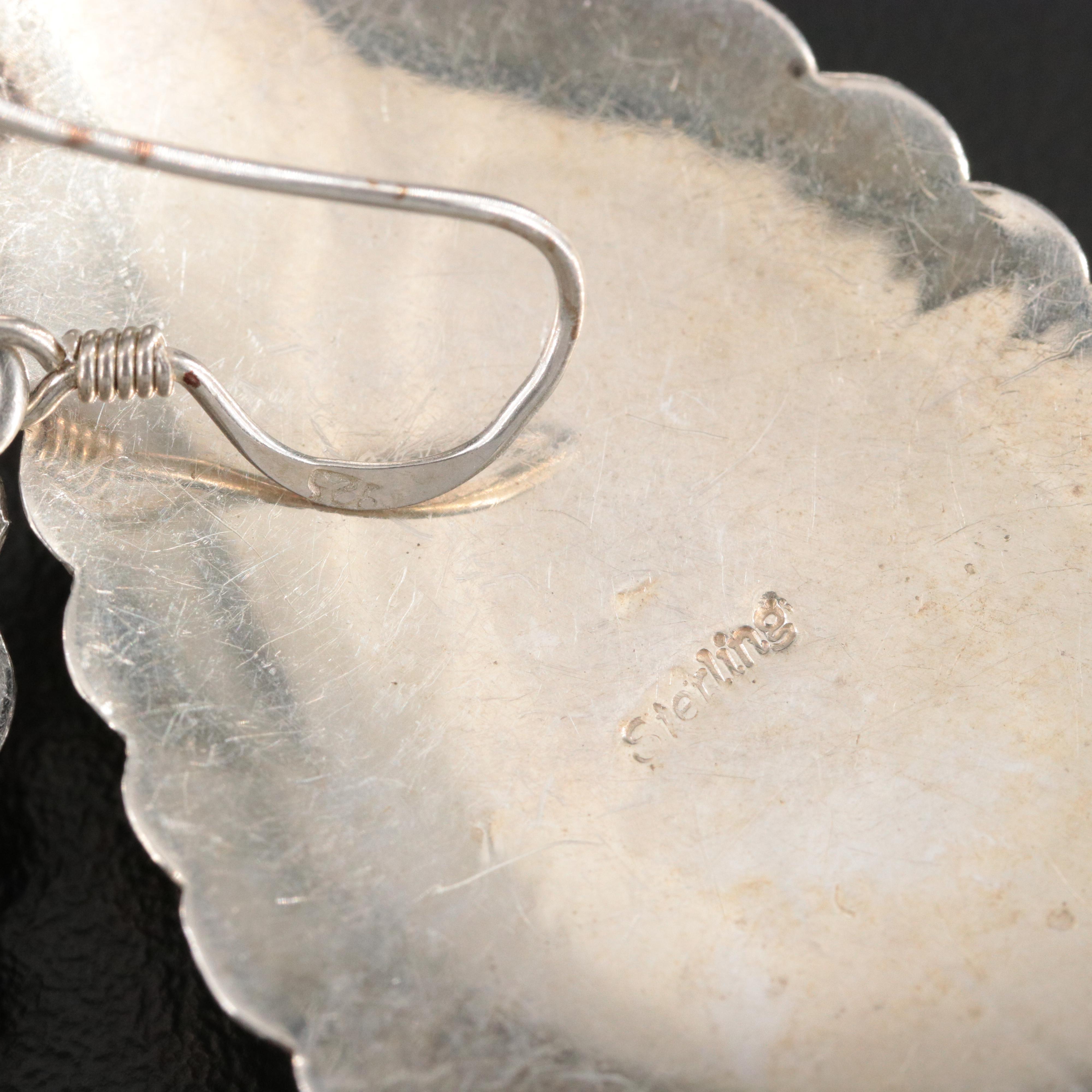 Sterling Malachite Scalloped Earrings