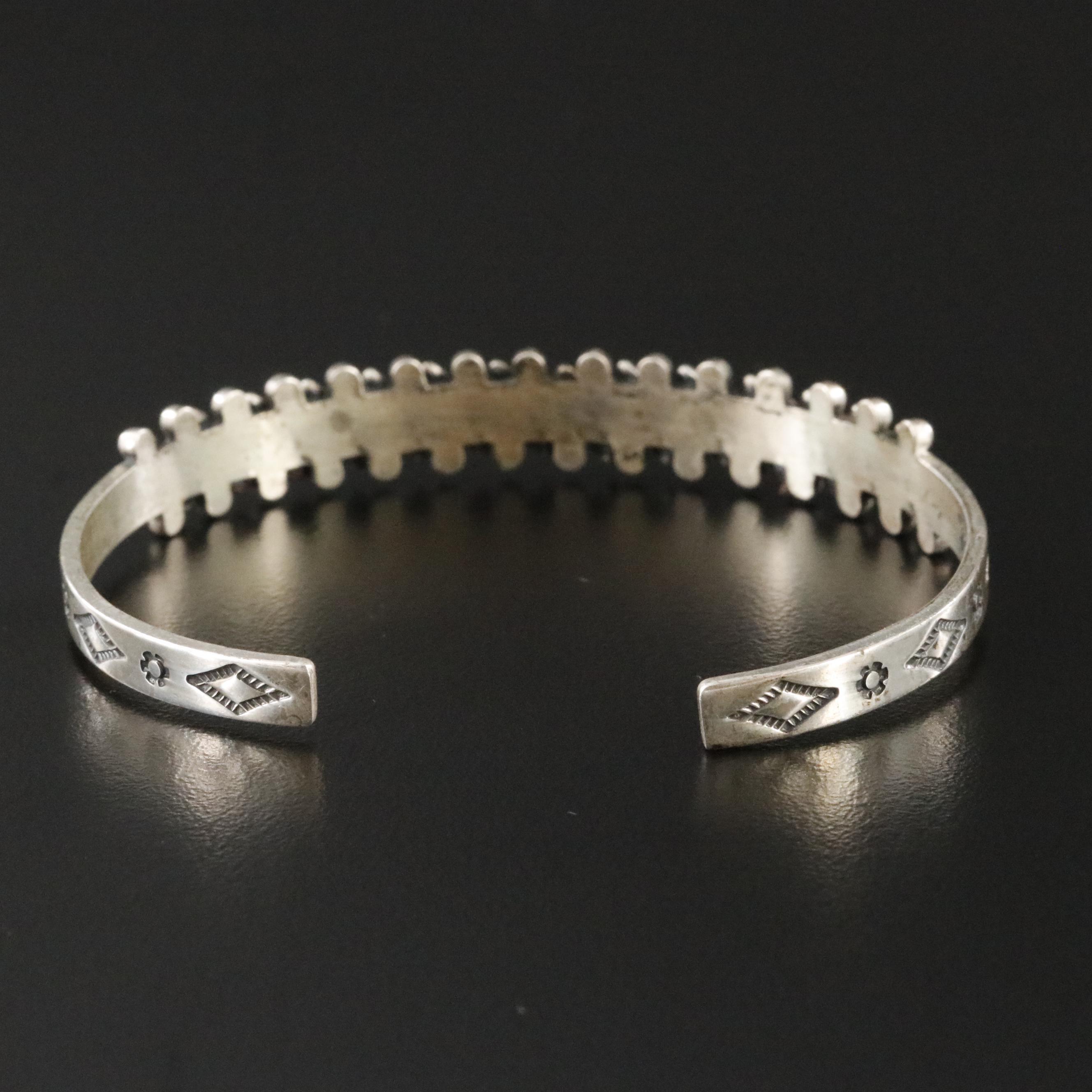 Bell Trading Post Sterling Needlepoint Turquoise Cuff Bracelet