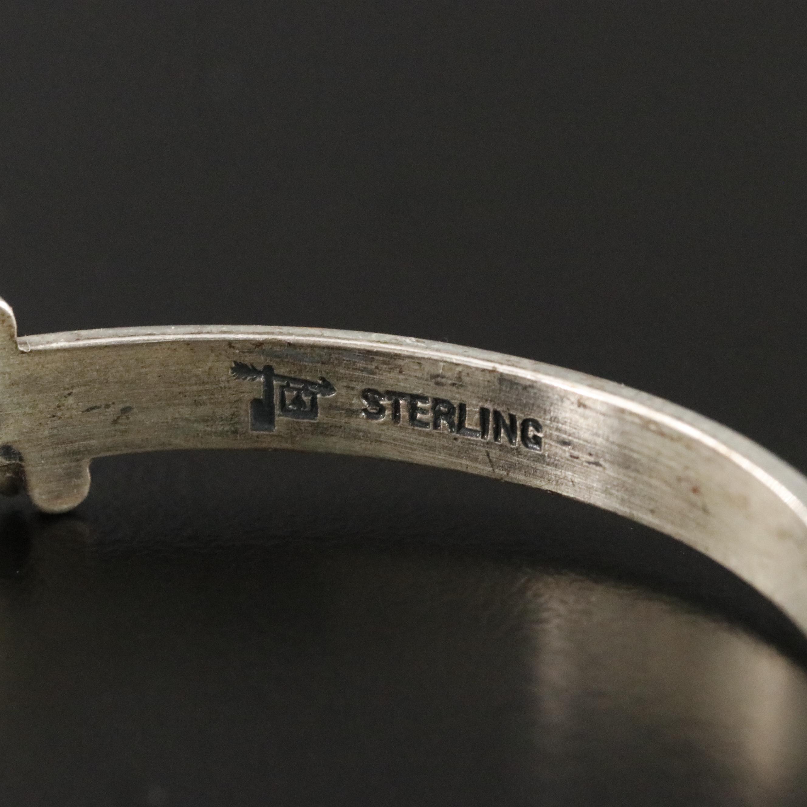 Bell Trading Post Sterling Needlepoint Turquoise Cuff Bracelet