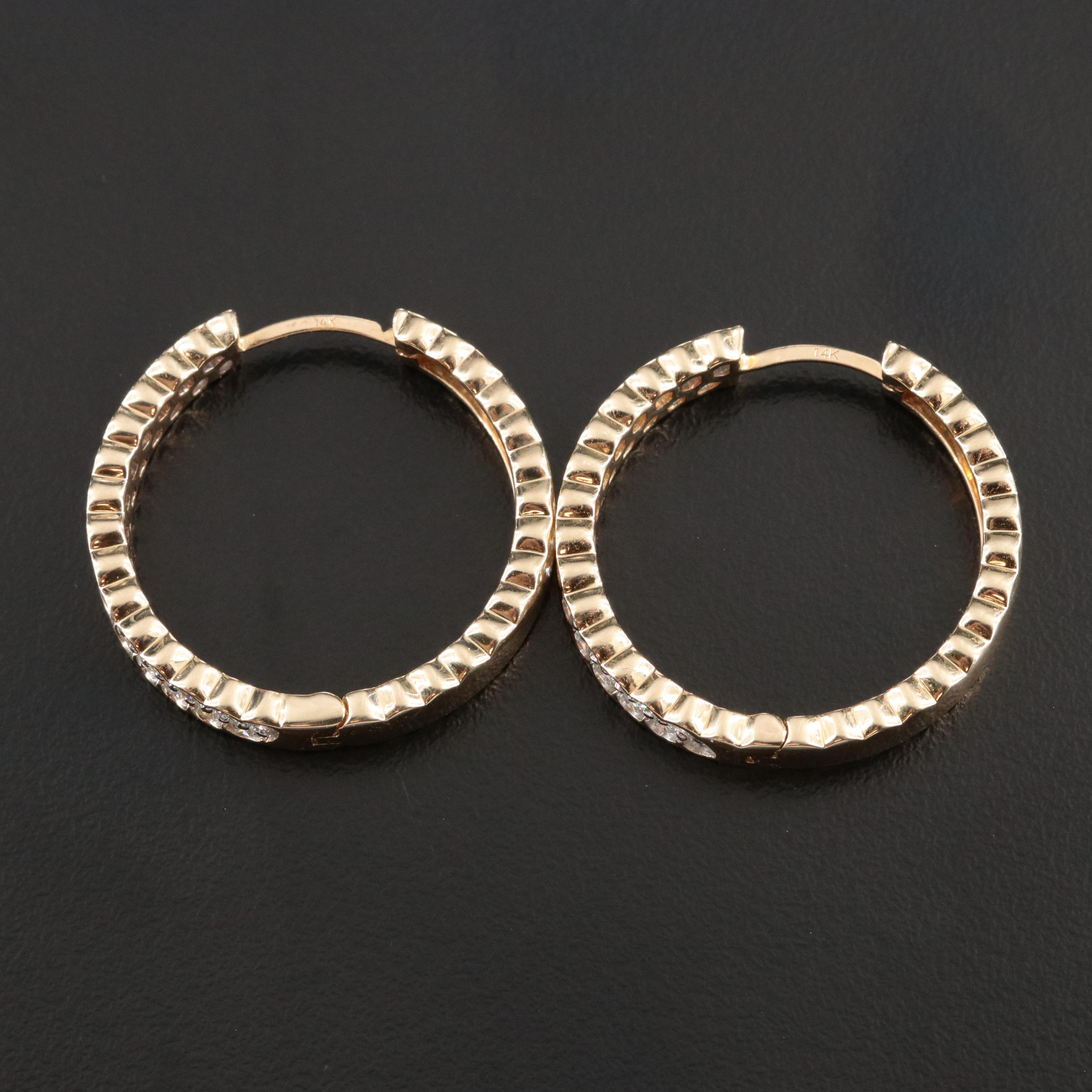 EFFY 14K 2.00 CTW Diamond Hoop Earrings