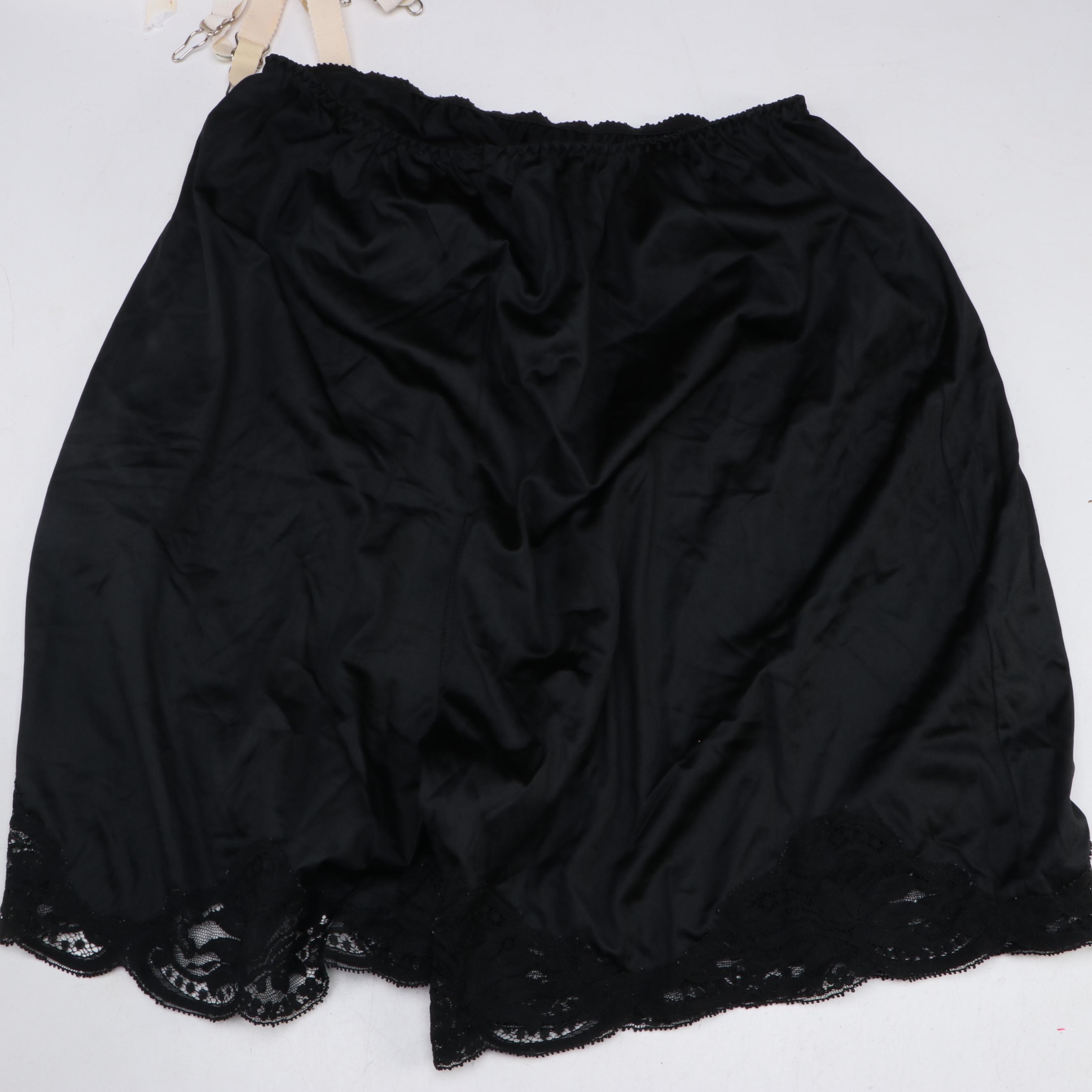Vintage Undergarments Including Bloomers, Briefs, Garter Belts, Corset & Shirt