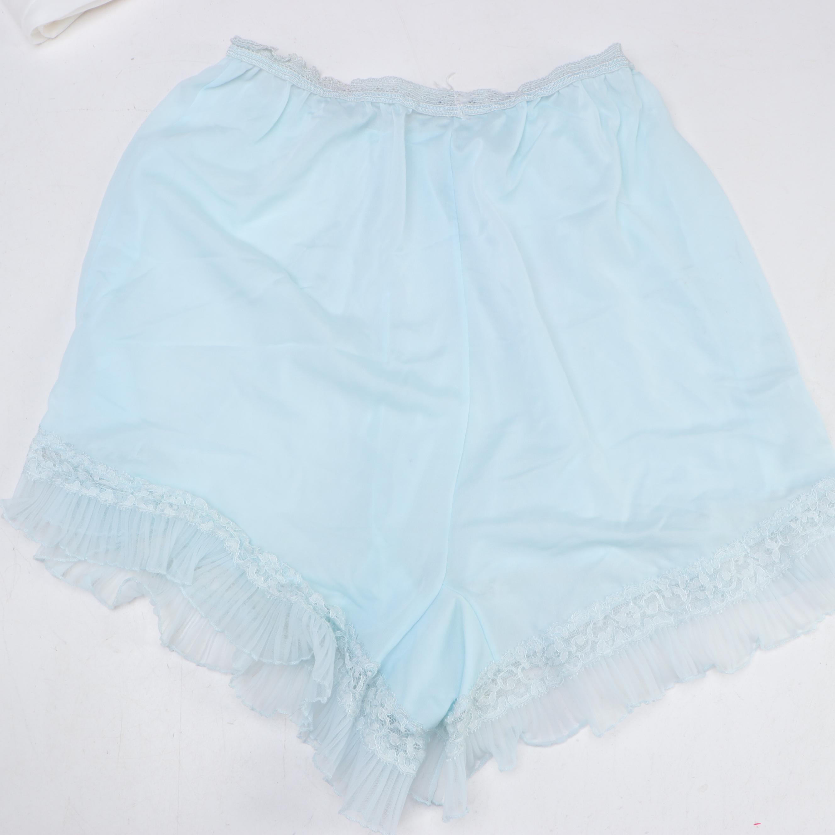 Vintage Undergarments Including Bloomers, Briefs, Garter Belts, Corset & Shirt