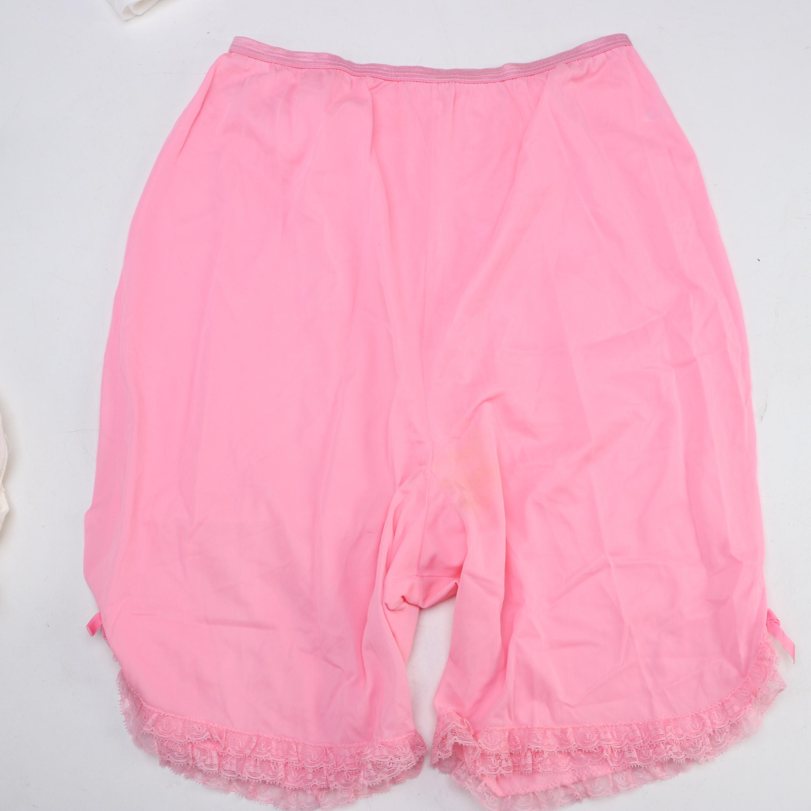 Vintage Undergarments Including Bloomers, Briefs, Garter Belts, Corset & Shirt