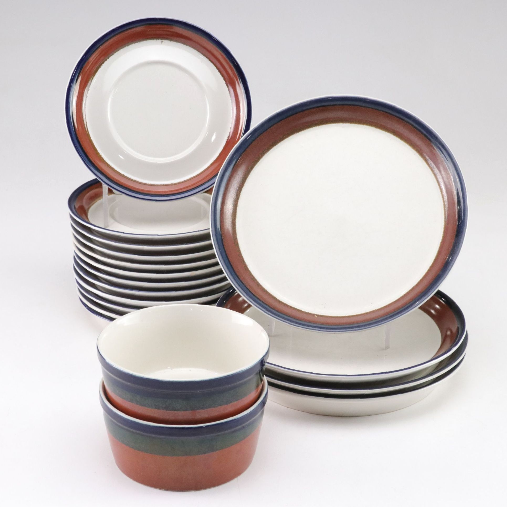 Mikasa "Fire Song" Stoneware Salad Plates, Bowls & Saucers