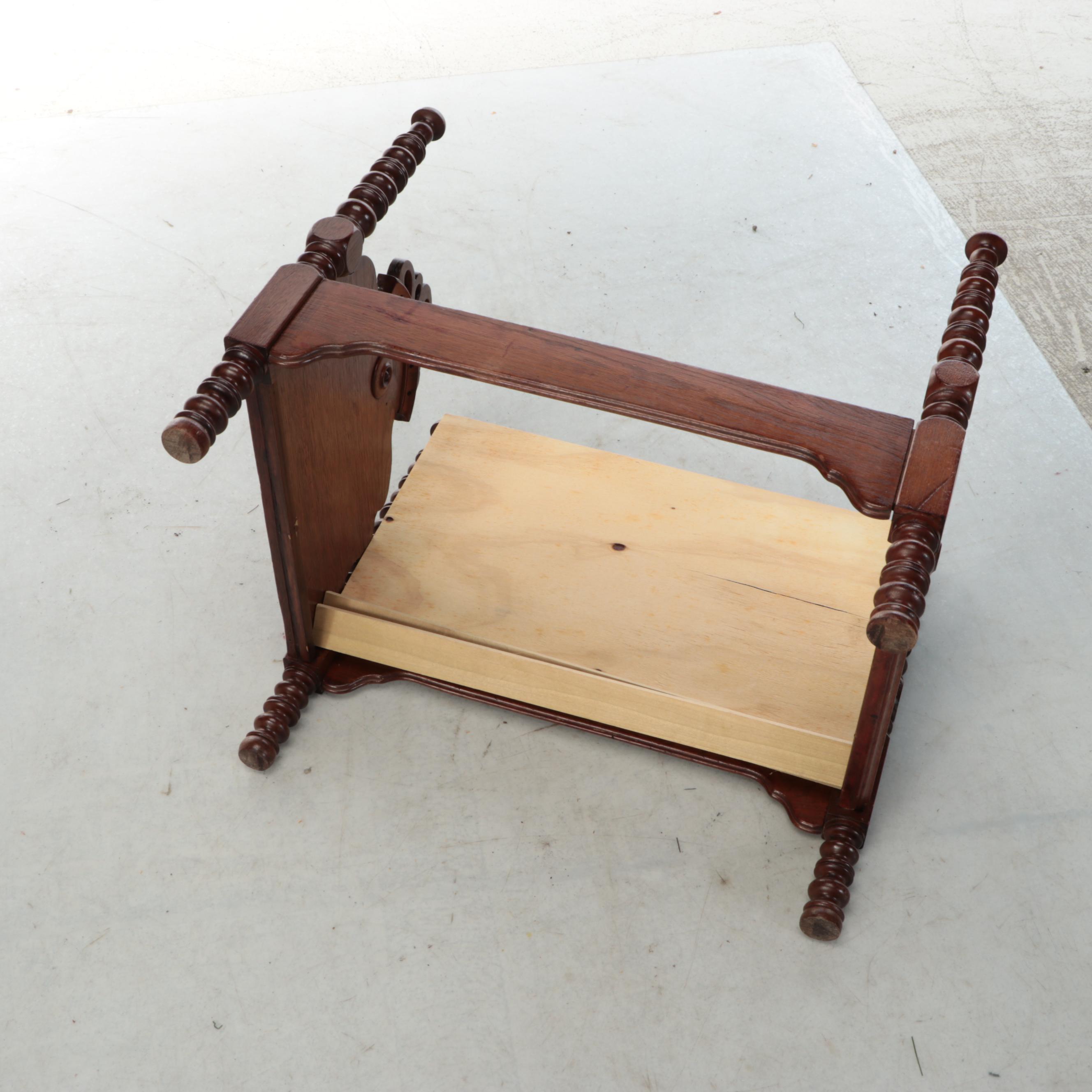 Victorian Diminutive Spool-Turned Bed with Composition Ideal Doll