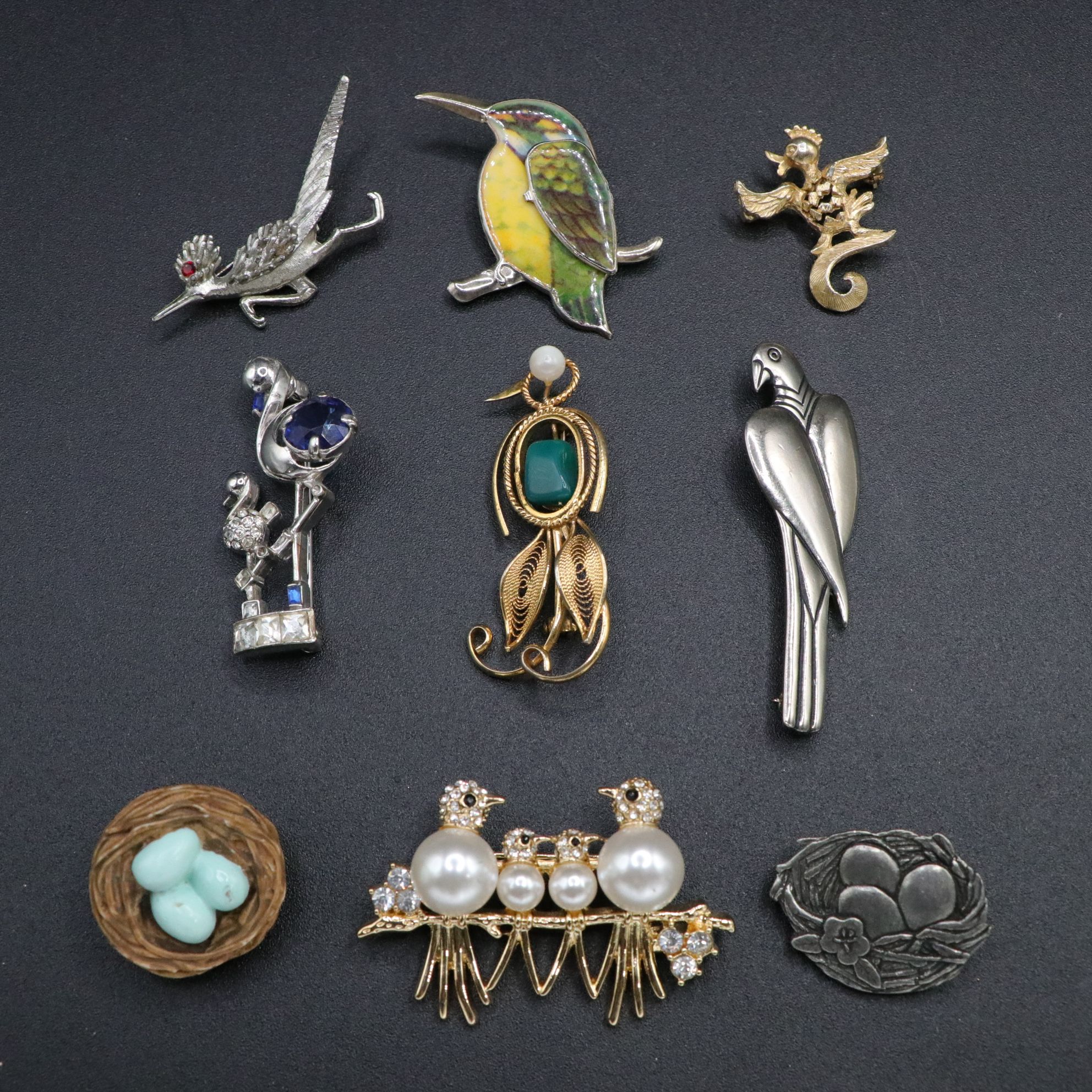 Monet, Laurel Burch and Other Costume Jewelry Bird Brooches