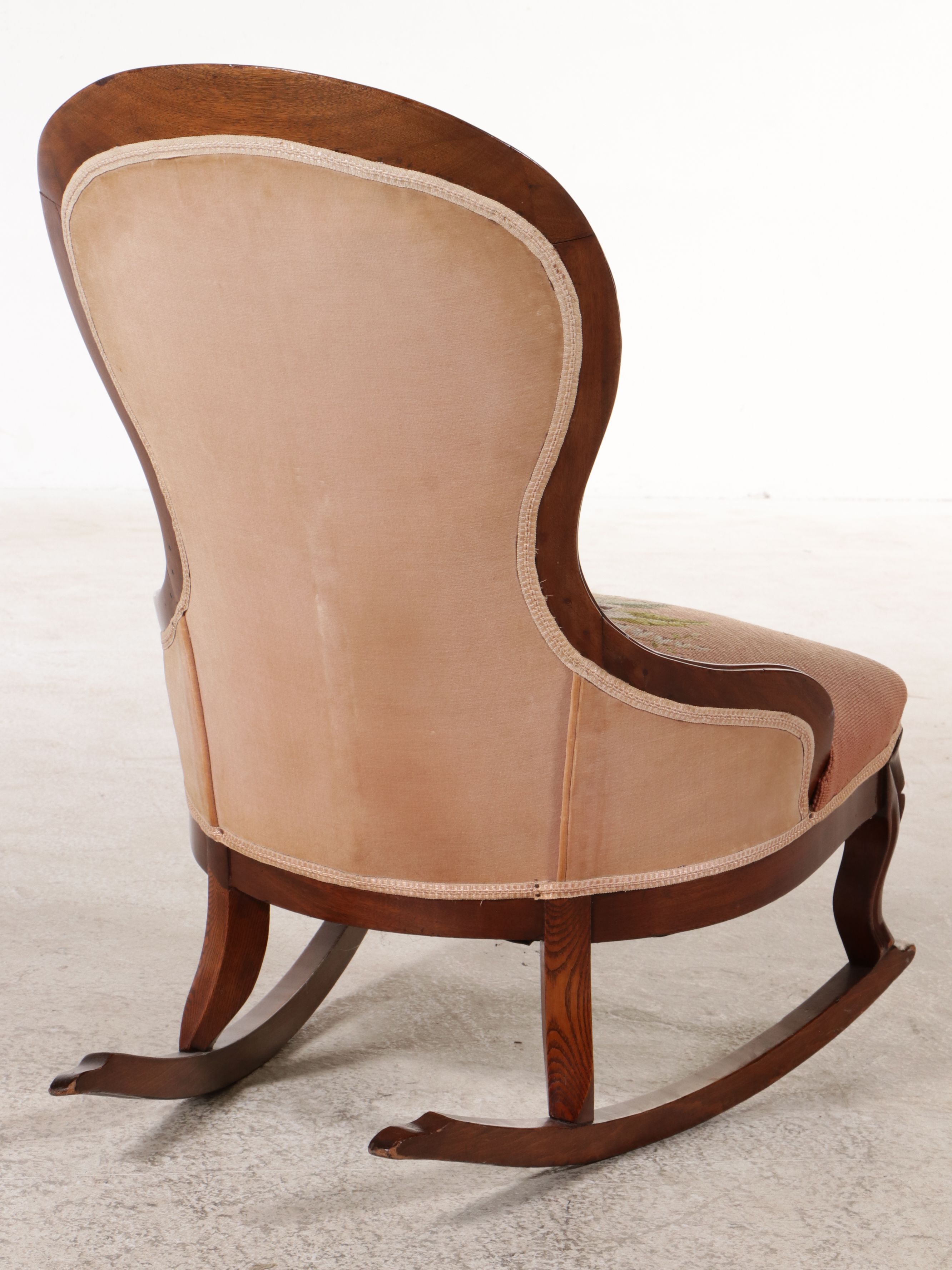 Victorian Oak Rocking Chair with Needlepoint Upholstery